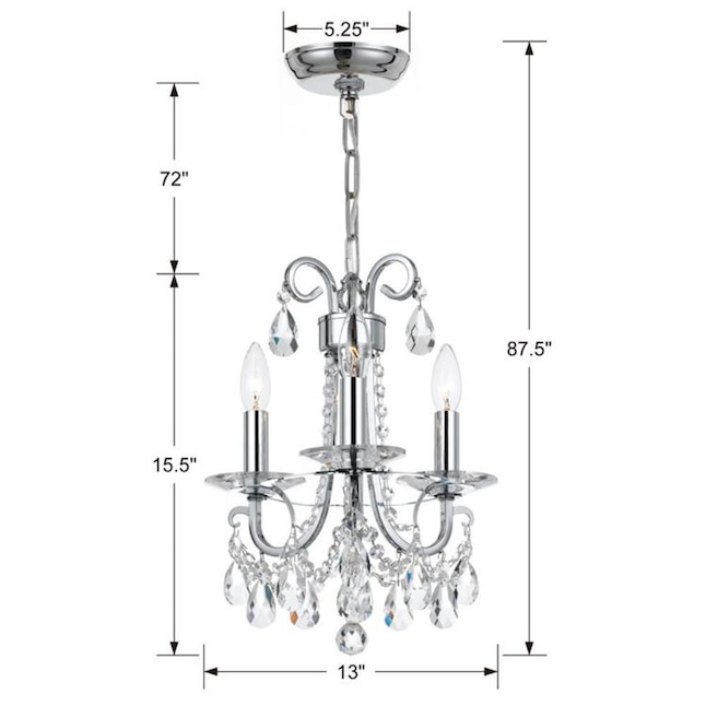 Crystorama Oto 3 Light Polished Chrome Transitional Crystal Chandelier In The Chandeliers Department At Com - Home Decorators Collection 6 Light Chrome Crystal Chandelier