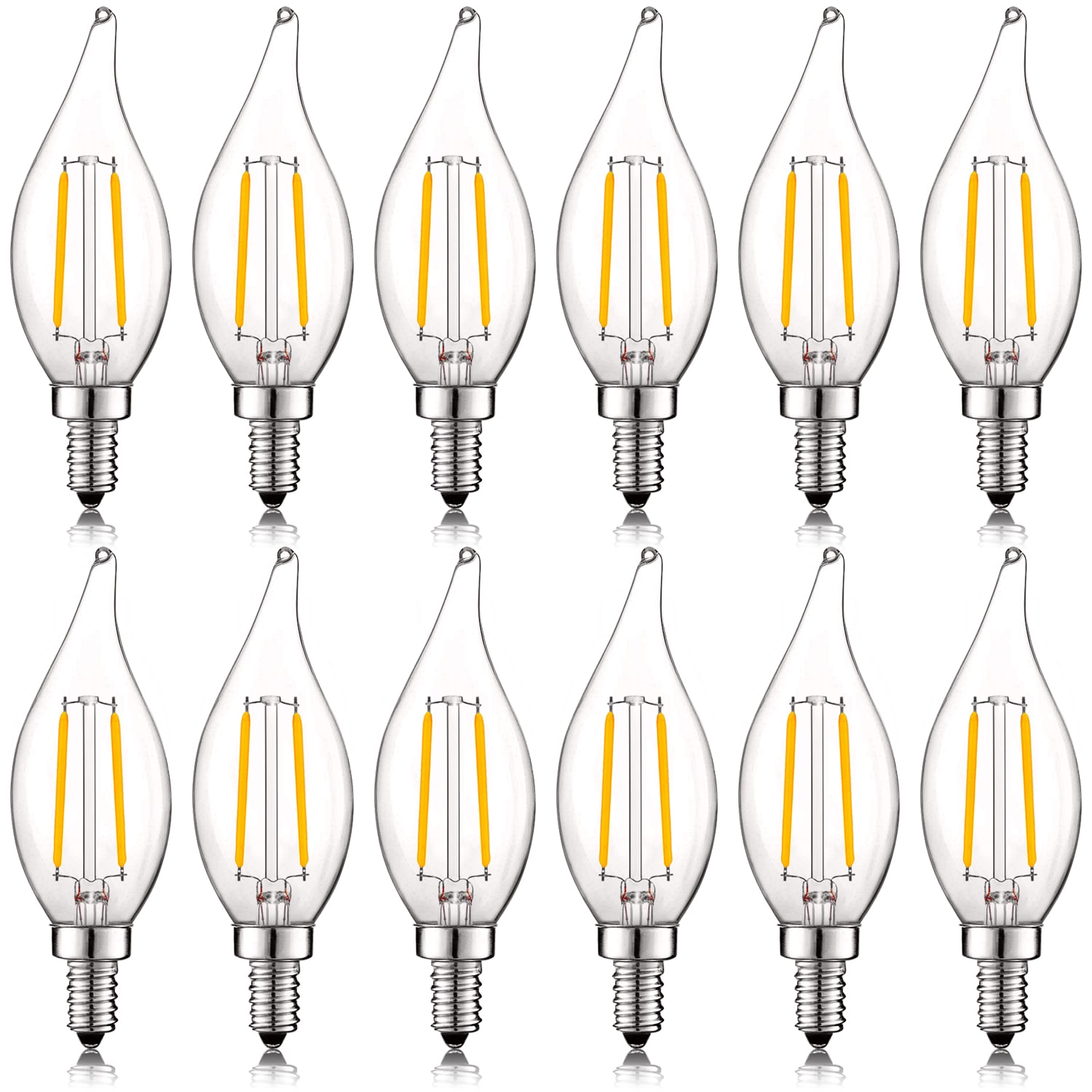 Luxrite LR21573-12PK 40 -Watt EQ CA11 Warm white Candelabra base (E-12) Dimmable LED Decorative Light Bulb 12 -Pack