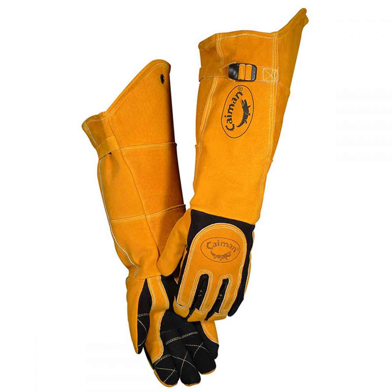 Caiman CAI1878L 1878 21 American Deerskin Kontour Pattern Padded Cuff MIG Stick Glove Large