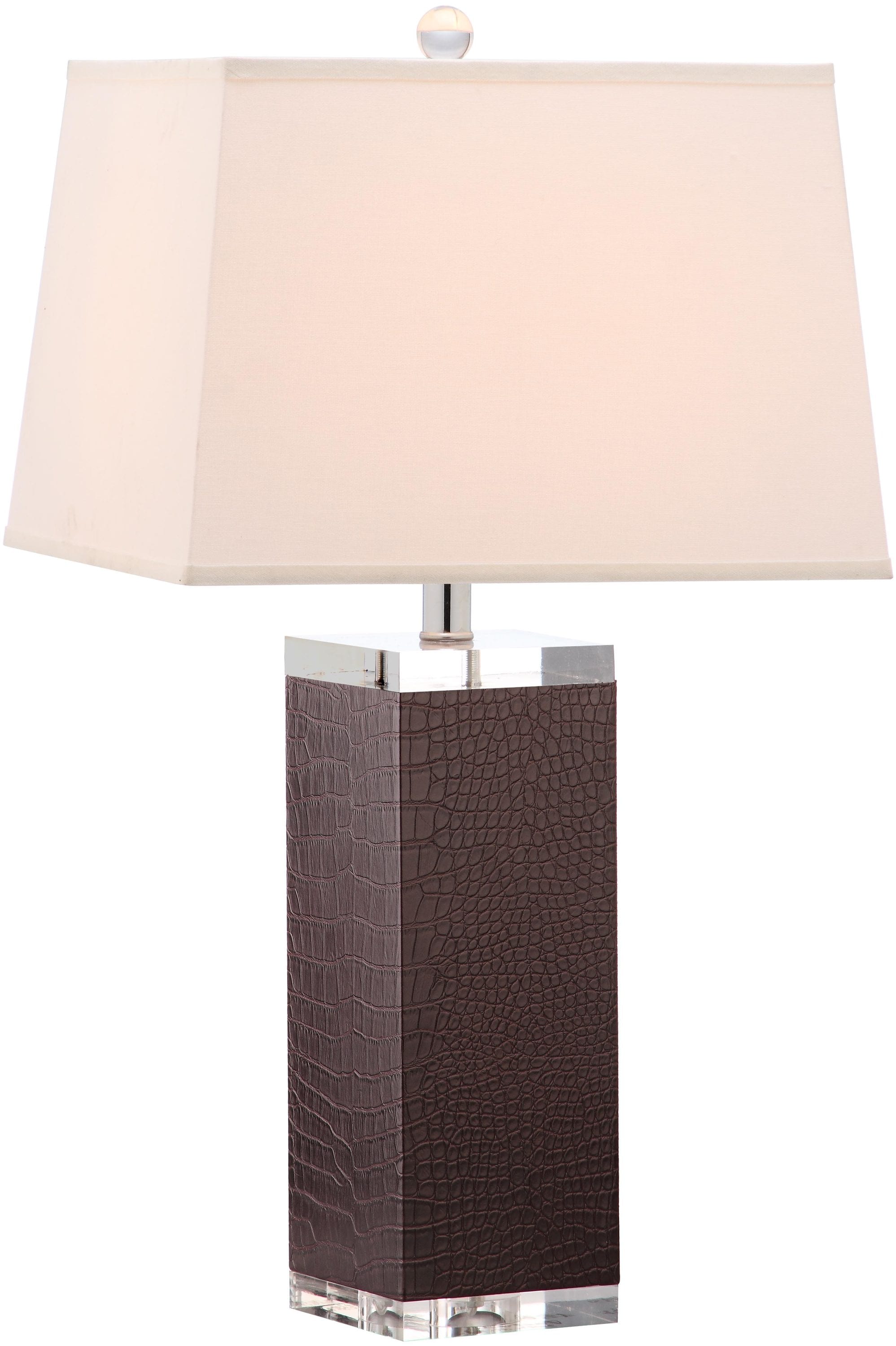 Deco 27 Inch Brown Faux Crocodile Leather Table Lamp Set