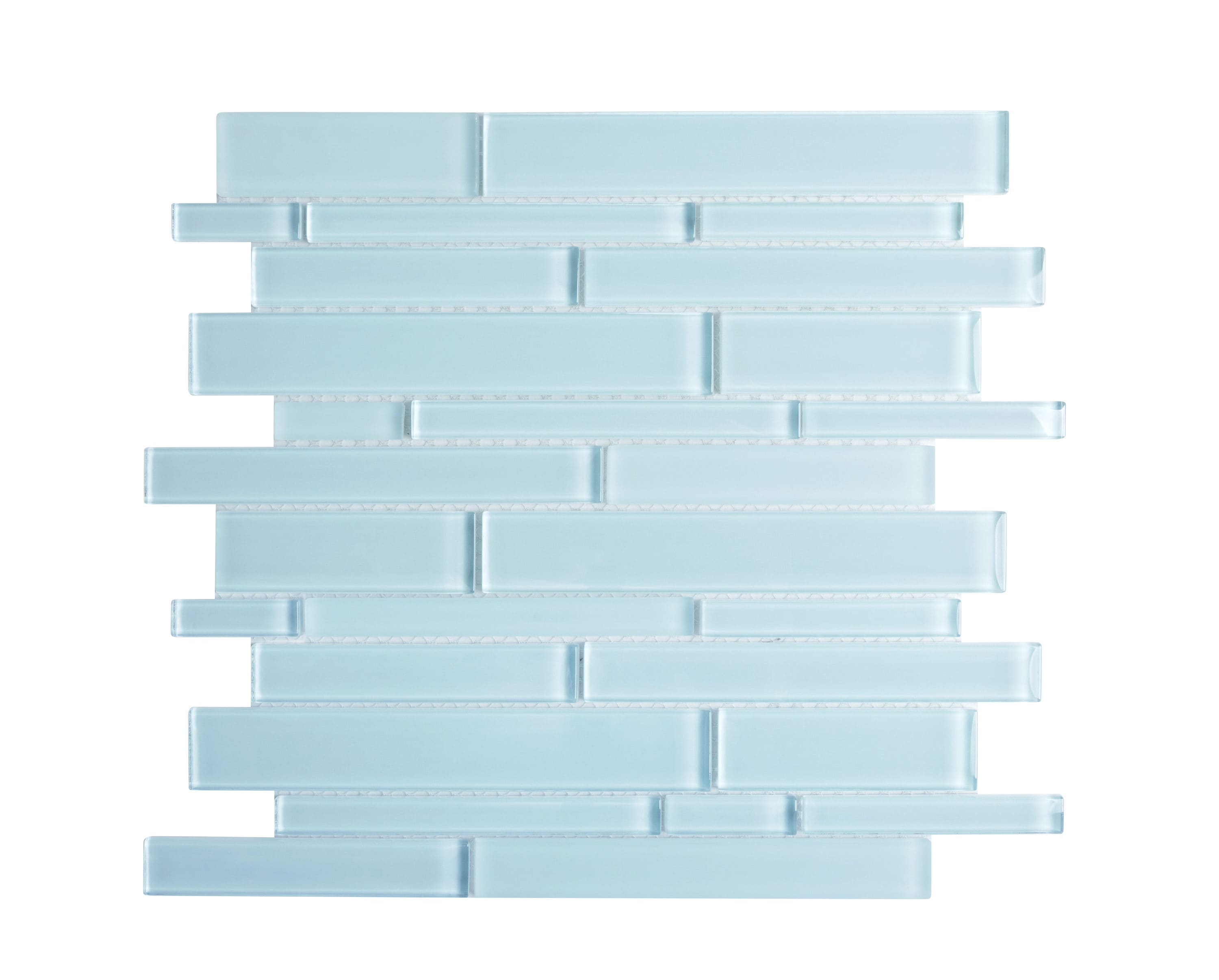 WS Tiles WST-18A Premium Glass Series Baby Blue 12-in x 12-in Polished Glass Linear Mosaic Wall Tile ( 5-sq ft Carton )