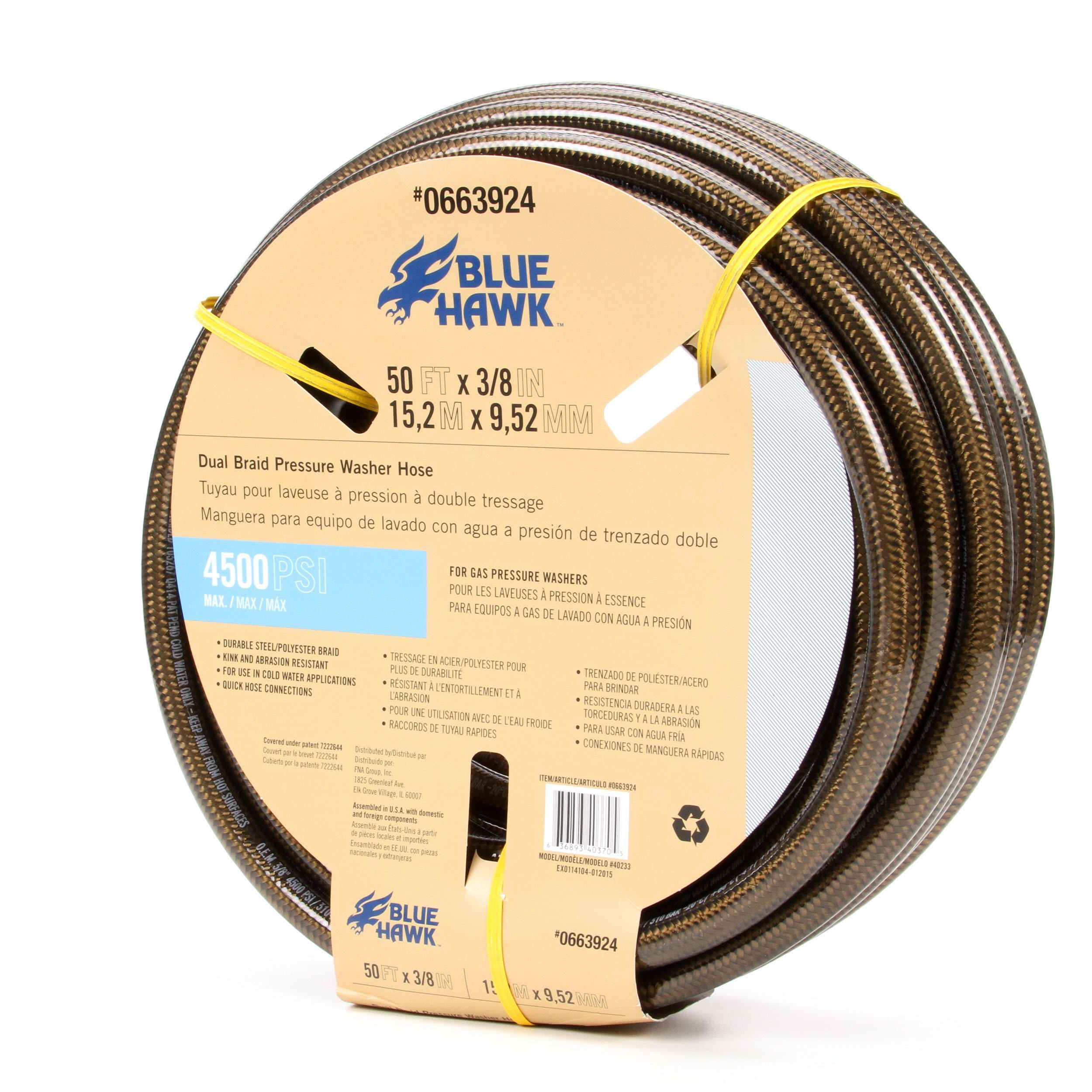 3/8" 5800 PSI Black Pressure Washer Jumper Hose 6 Foot Hot Water Rated 300° 
