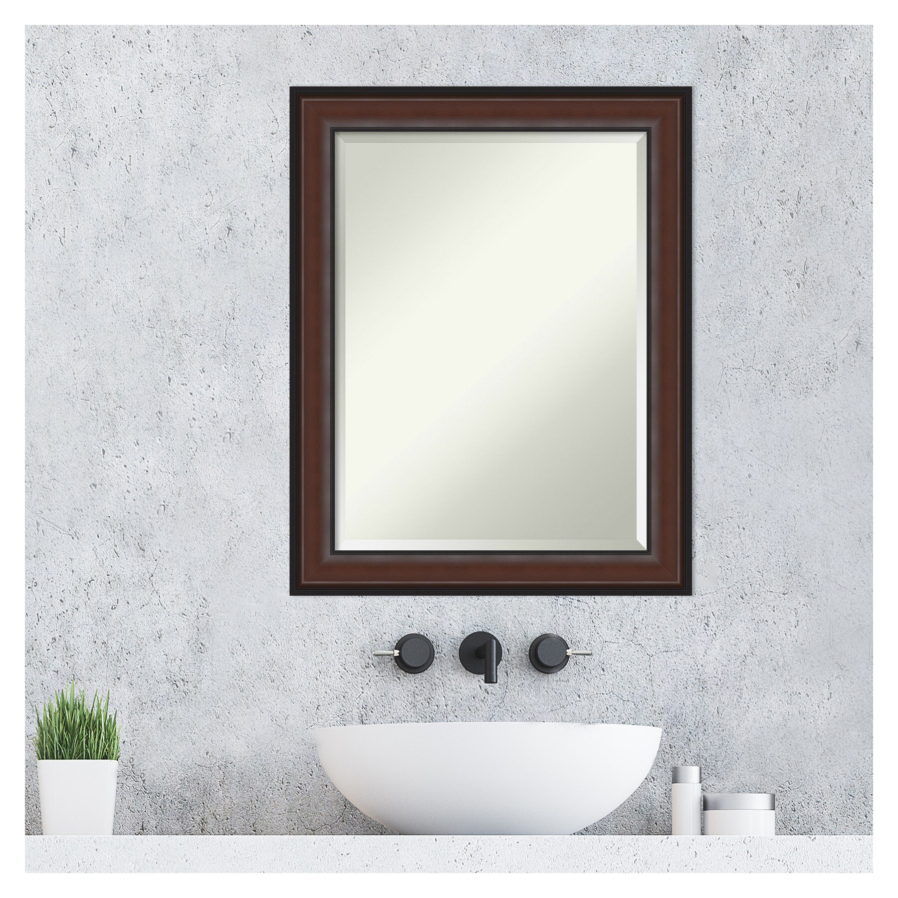 Amanti Art Harvard Walnut Frame 22.5-in x 28.5-in Framed Bathroom ...