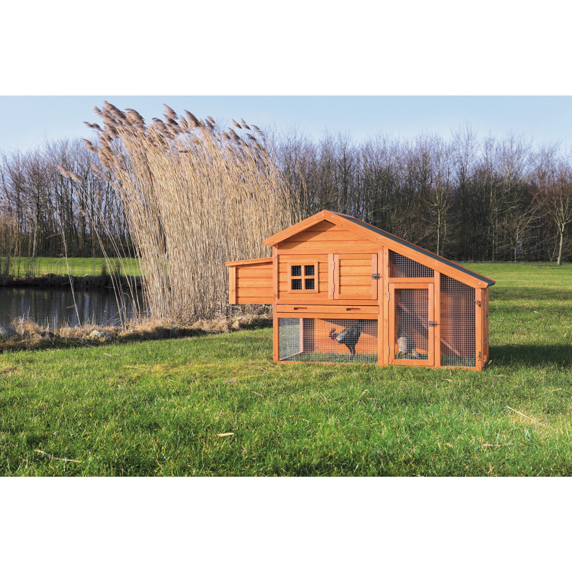 Weatherproof Glazed Pine 2-Story Outdoor Chicken Coop