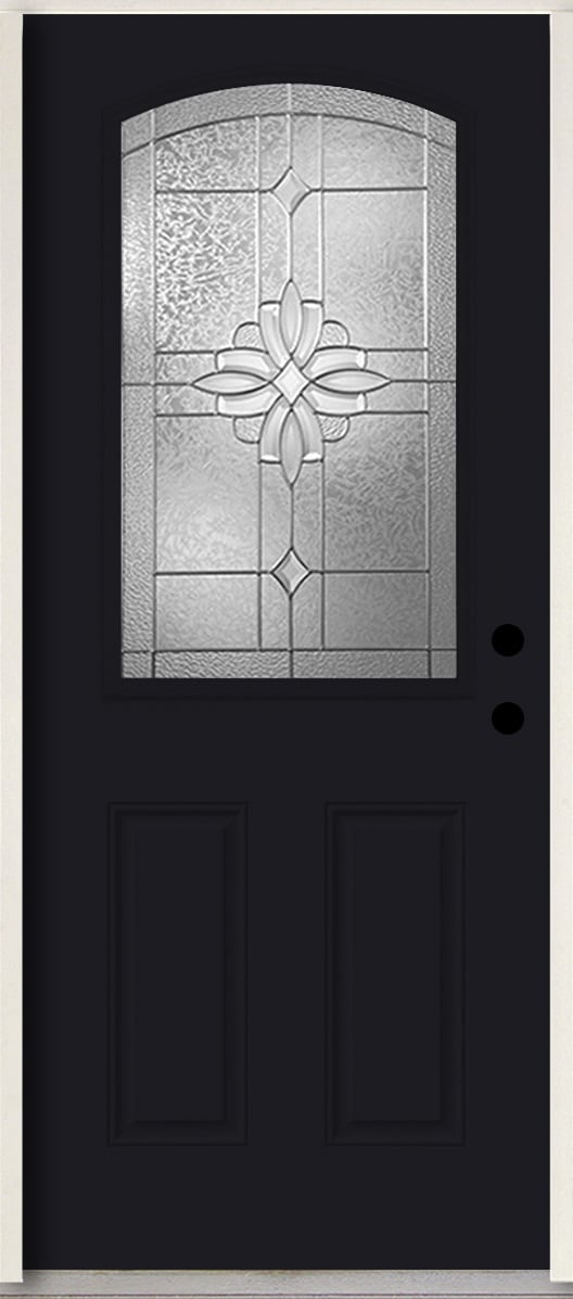 RELIABILT LO964302 Laurel 36-in x 80-in x 4-5/8-in Fiberglass Half lite Left-hand inswing Peppercorn Paint Painted Prehung Front Door Insulating core