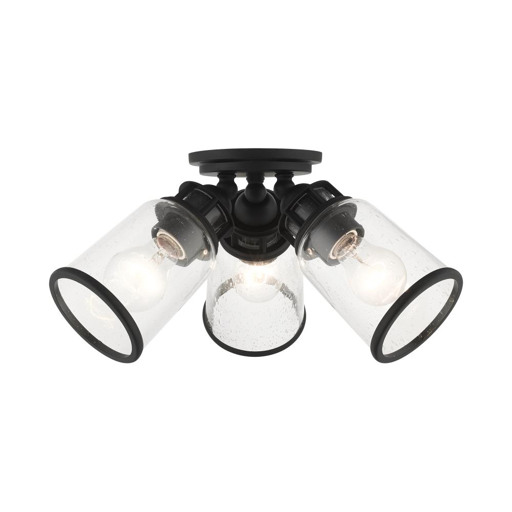 Livex Lighting 45503-04 Lawrenceville 3 -Light 16.375-in Matte Black Semi Flush Mount Light