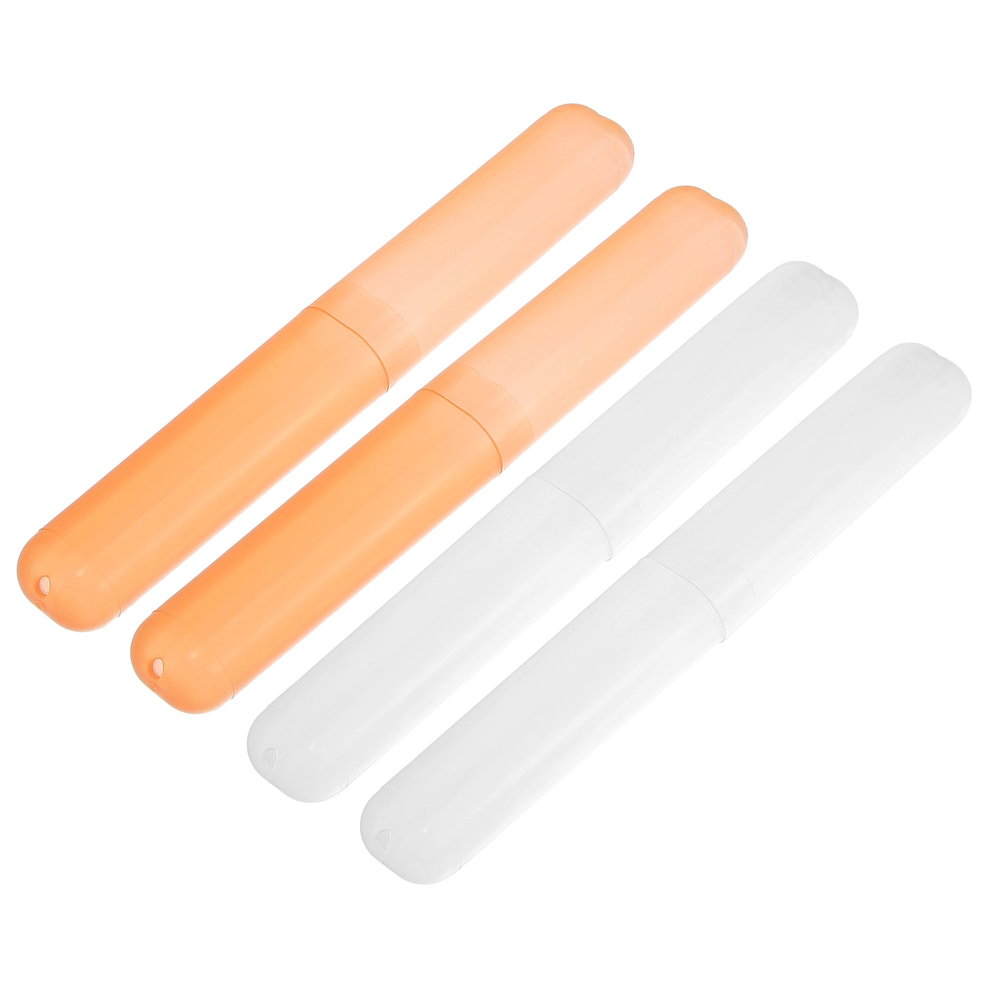 Unique Bargains 4pcs Toothbrush Travel Case Plastic Lightweight Traveling Toothbrush Holders Case for Travel Business White Orange 7.48 Inch x1.06 Inch