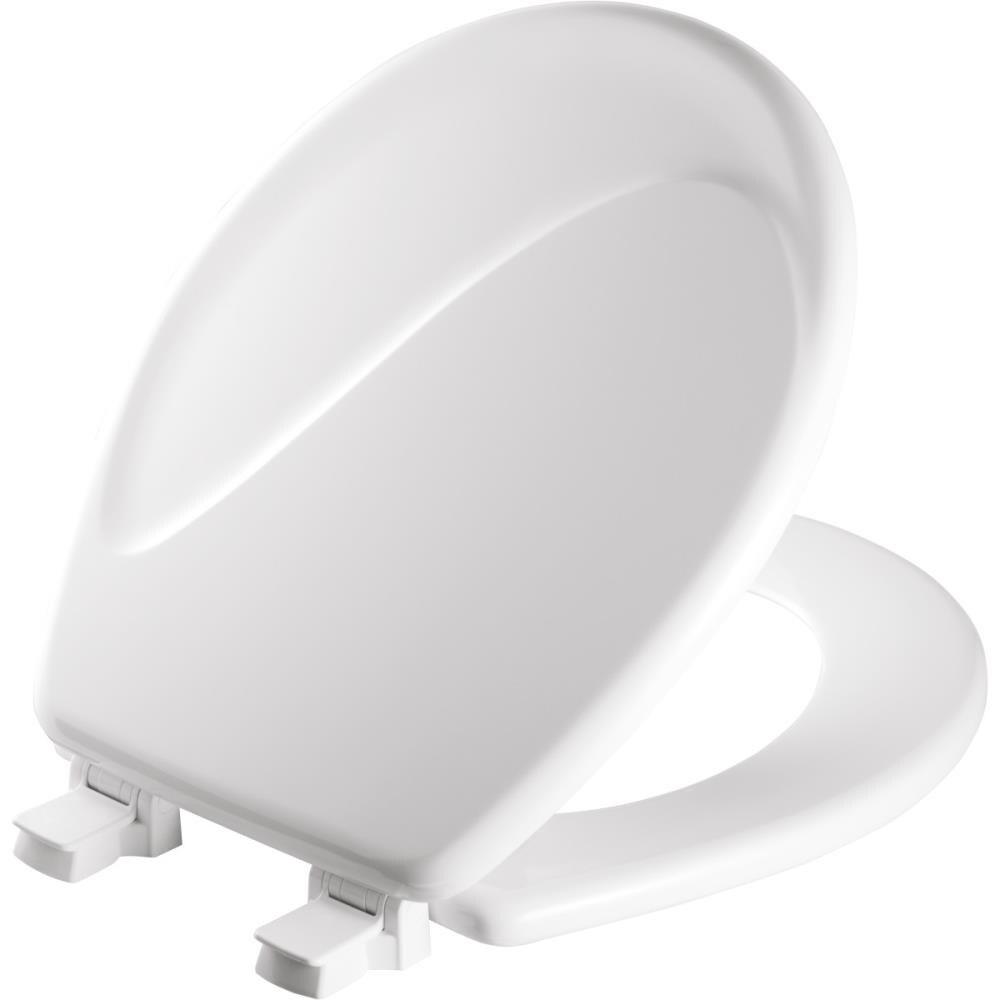 Bemis Sculptured Wave LiftOff White Round Toilet Seat in the Toilet