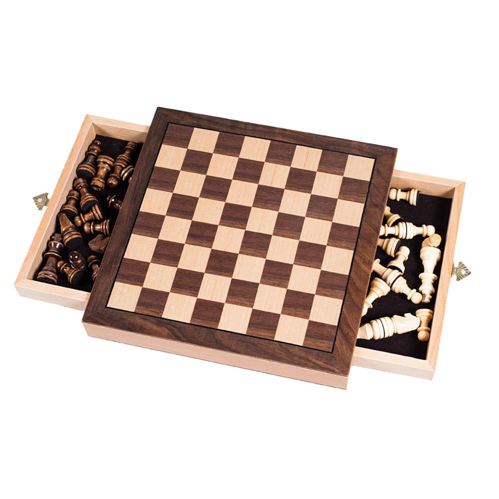 Classic Games Collection Inlaid Wood Chess Set With 3 King 