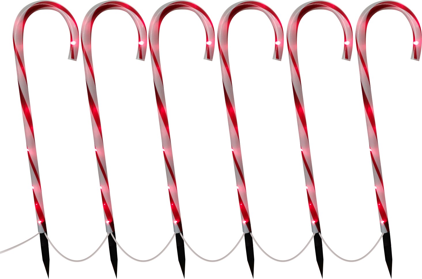  73593SHZX 6-Marker Multicolor Candy Cane Christmas Pathway Markers
