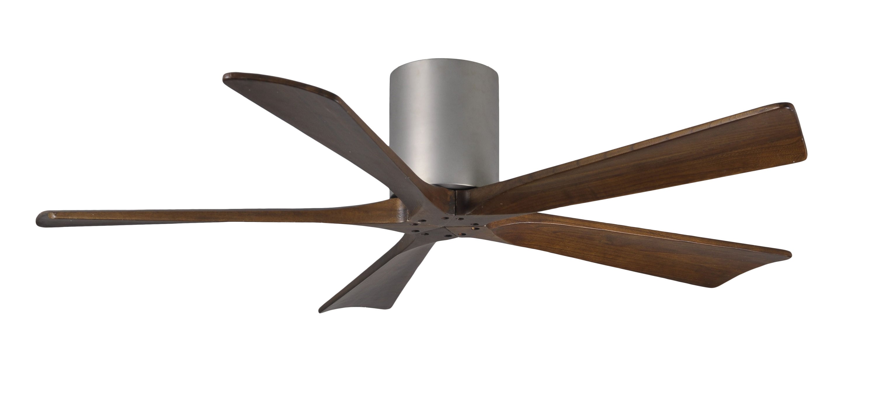 Matthews Fan Company IR5H-BN-WA-52 Irene-H 52-in Color-Changing Outdoor Flush Mount Brushed Nickel with Walnut Tone Blades Ceiling Fan Without Light - Remote Included ( 5 -Blade )