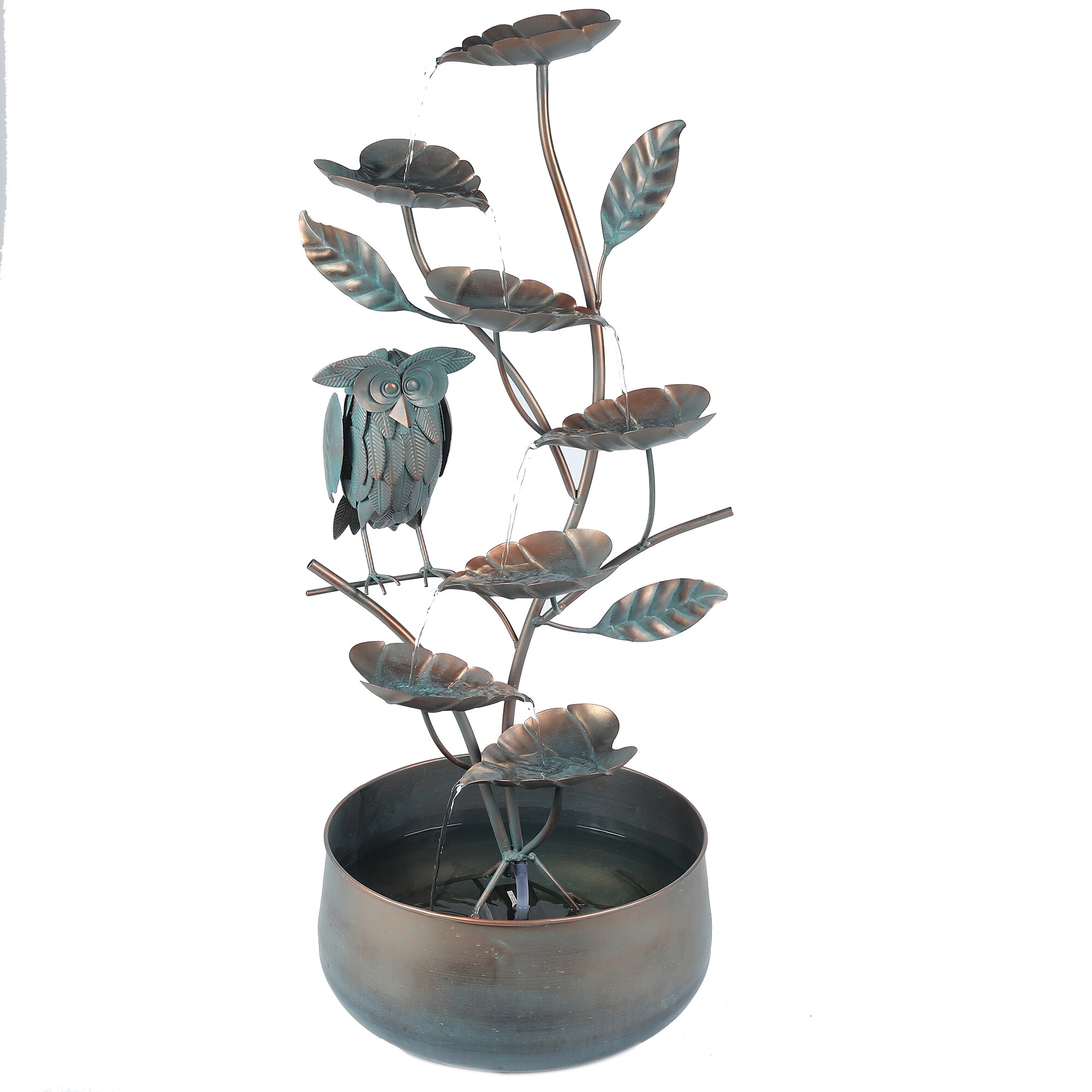 Luxen Home WHF791 Metal Cascading Leaves Outdoor Fountain