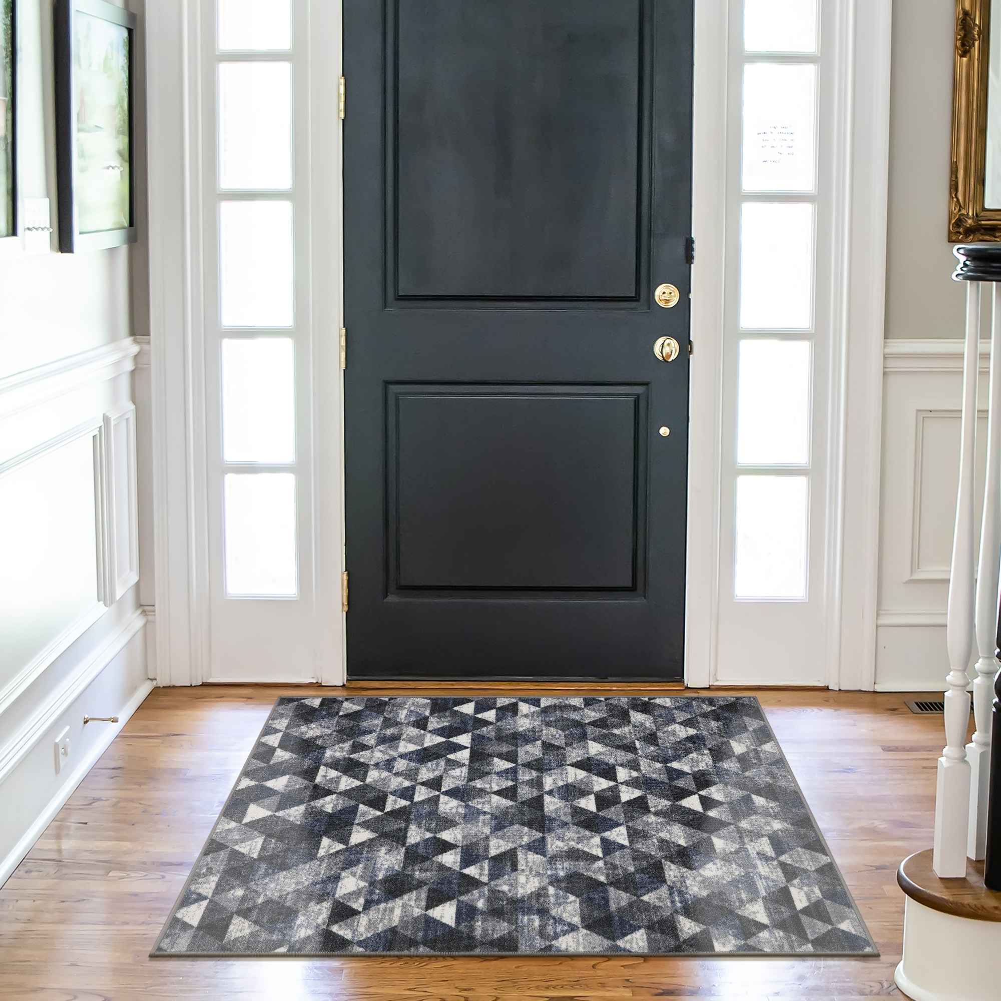 Ottomanson CLS7036-3X5 Classics 3 x 5 (ft) Loomed Nylon Navy Modern Rectangular Indoor Geometric Mid-Century Modern Area rug