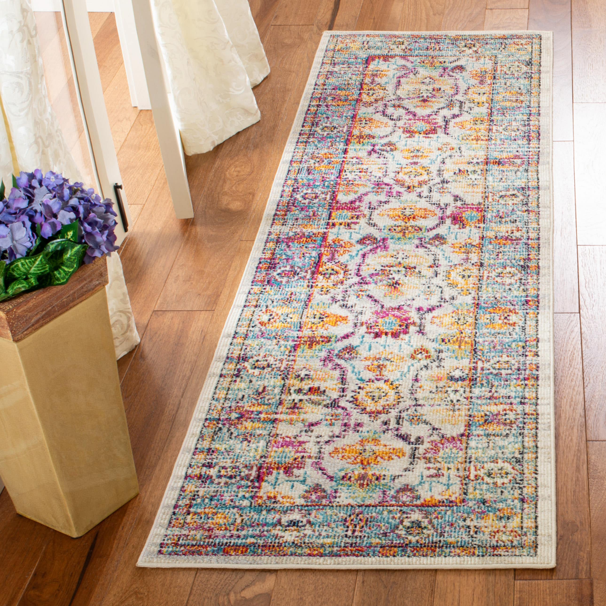 Safavieh Crystal Thomas 3 x 5 Cream/Teal Indoor Distressed/Overdyed Vintage Throw Rug