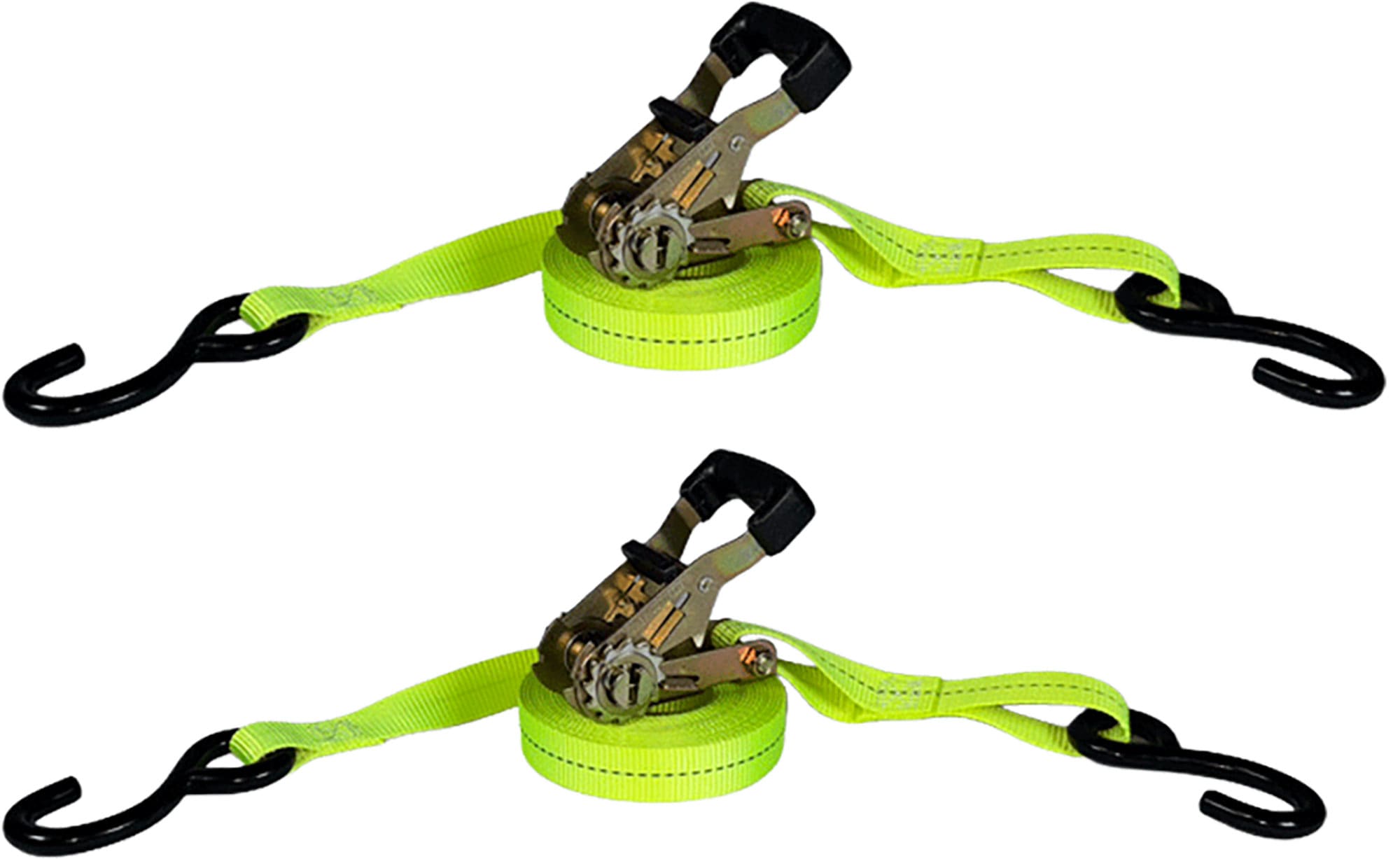 The Ratchet Depot 1-in x 16-ft Spin Free Ratchet Strap 3,000-lb Break Strength (2-Pack) High Visibility #SF-RGH2616SH-2PK