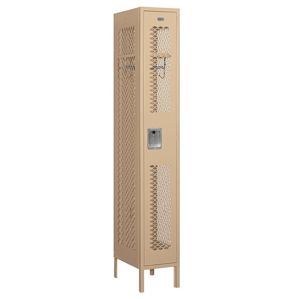 SALSBURY INDUSTRIES 71168TN-A 12-in Wide Single Tier Vented Metal Locker- 1 Wide- 6 -ft High- 18 -in Deep- Tan- Assembled