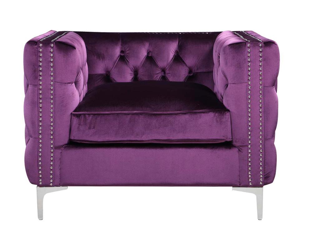 Purple velvet best sale tufted chair