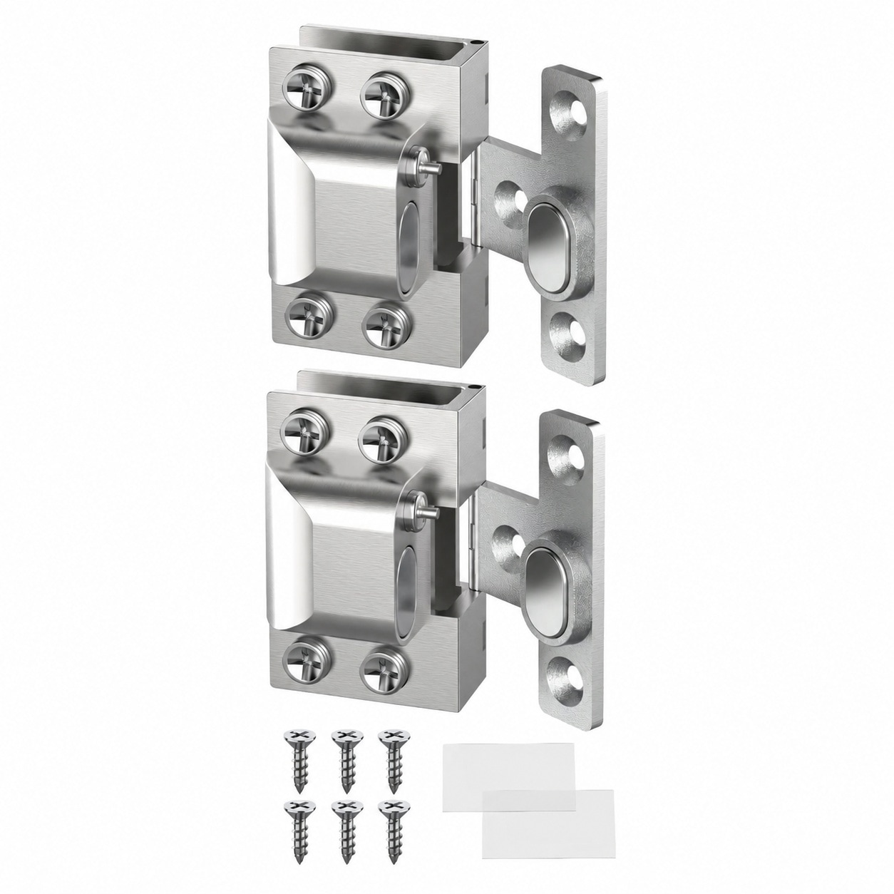 Etokfoks 2 Piece Silver 304 Stainless Steel Glass Cabinet Door Hinges with Hydraulic Soft Close and Magnetic Latch #LETQDXWJD