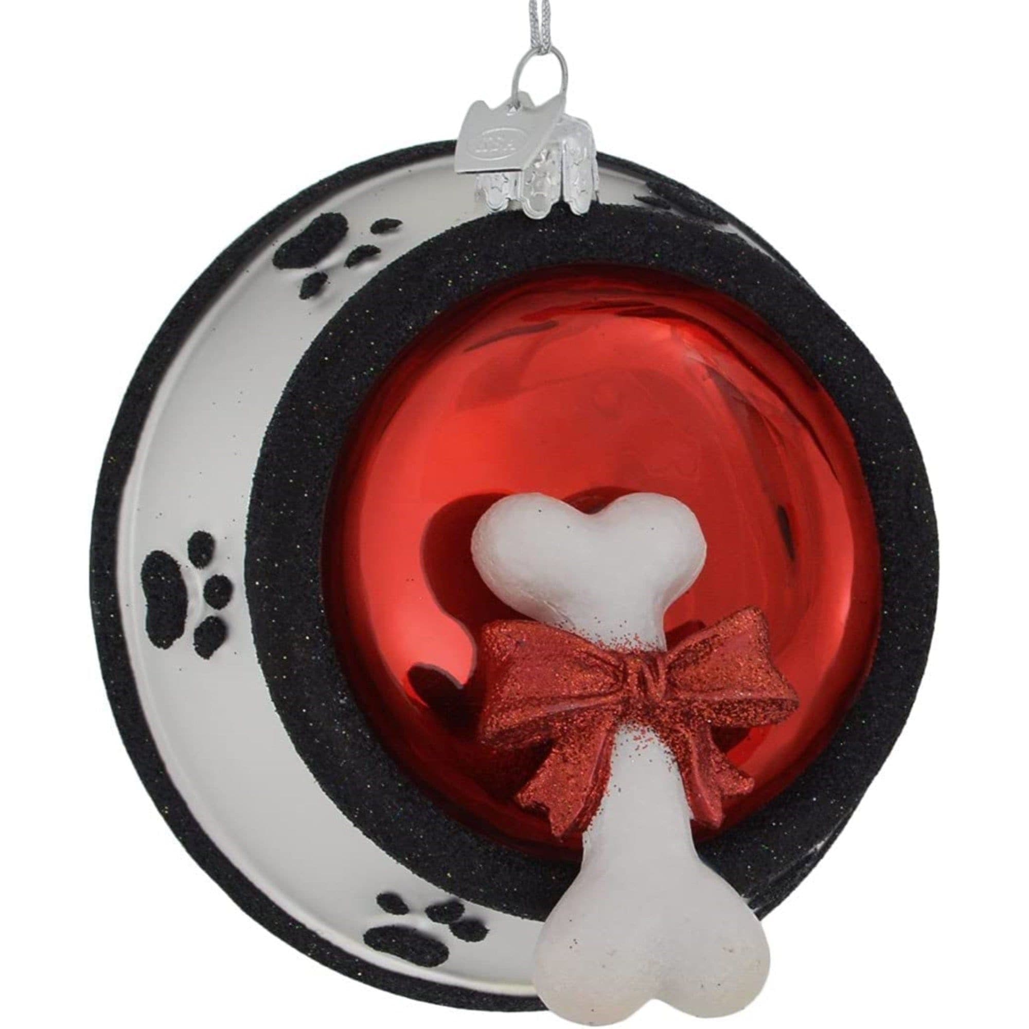 Kurt S. Adler 086131314452 Kurt Adler Noble Gems Glass Ornament for Christmas Tree - Dog Bone In Bowl