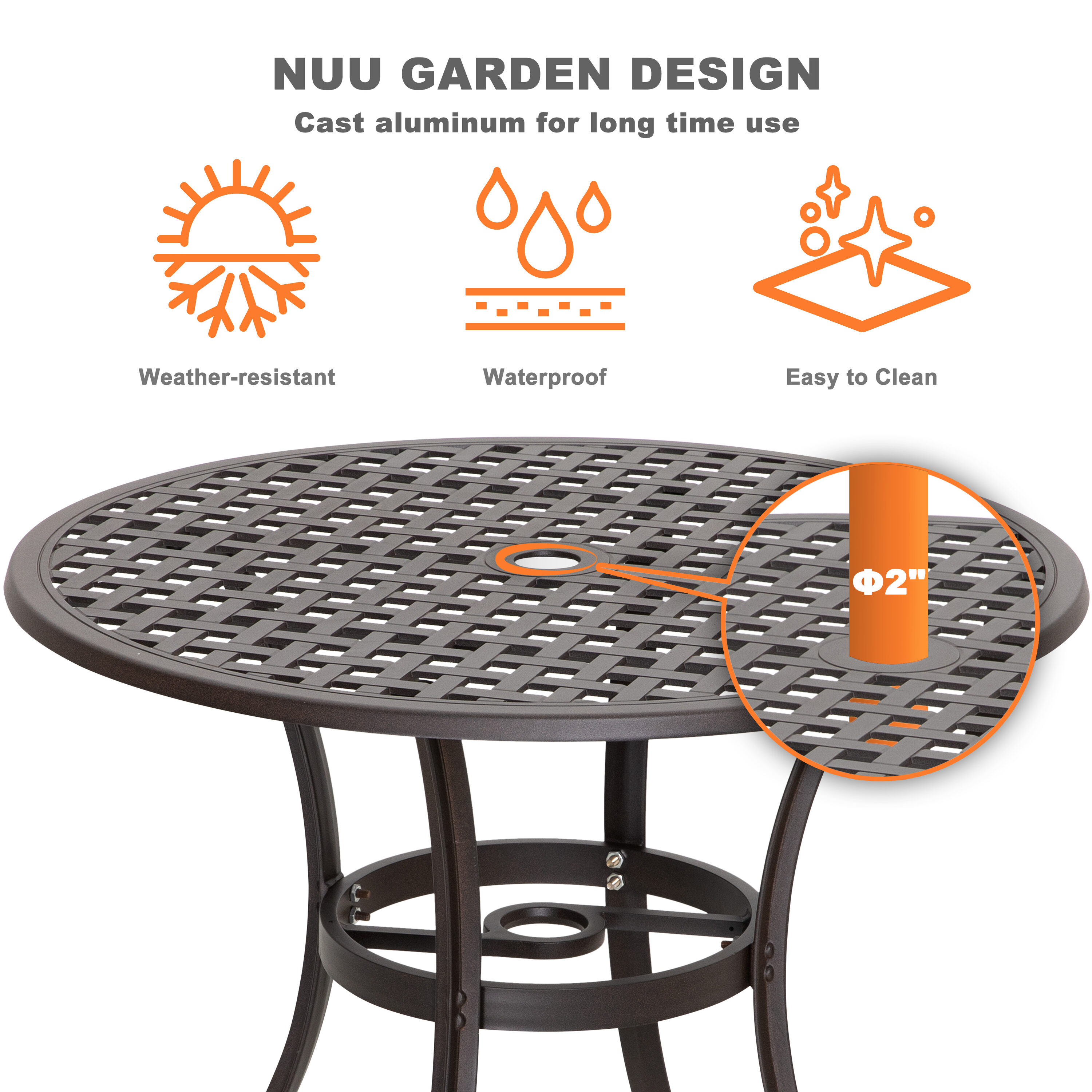 Antique Bronze 5-Piece Cast Aluminum Outdoor Dining Set