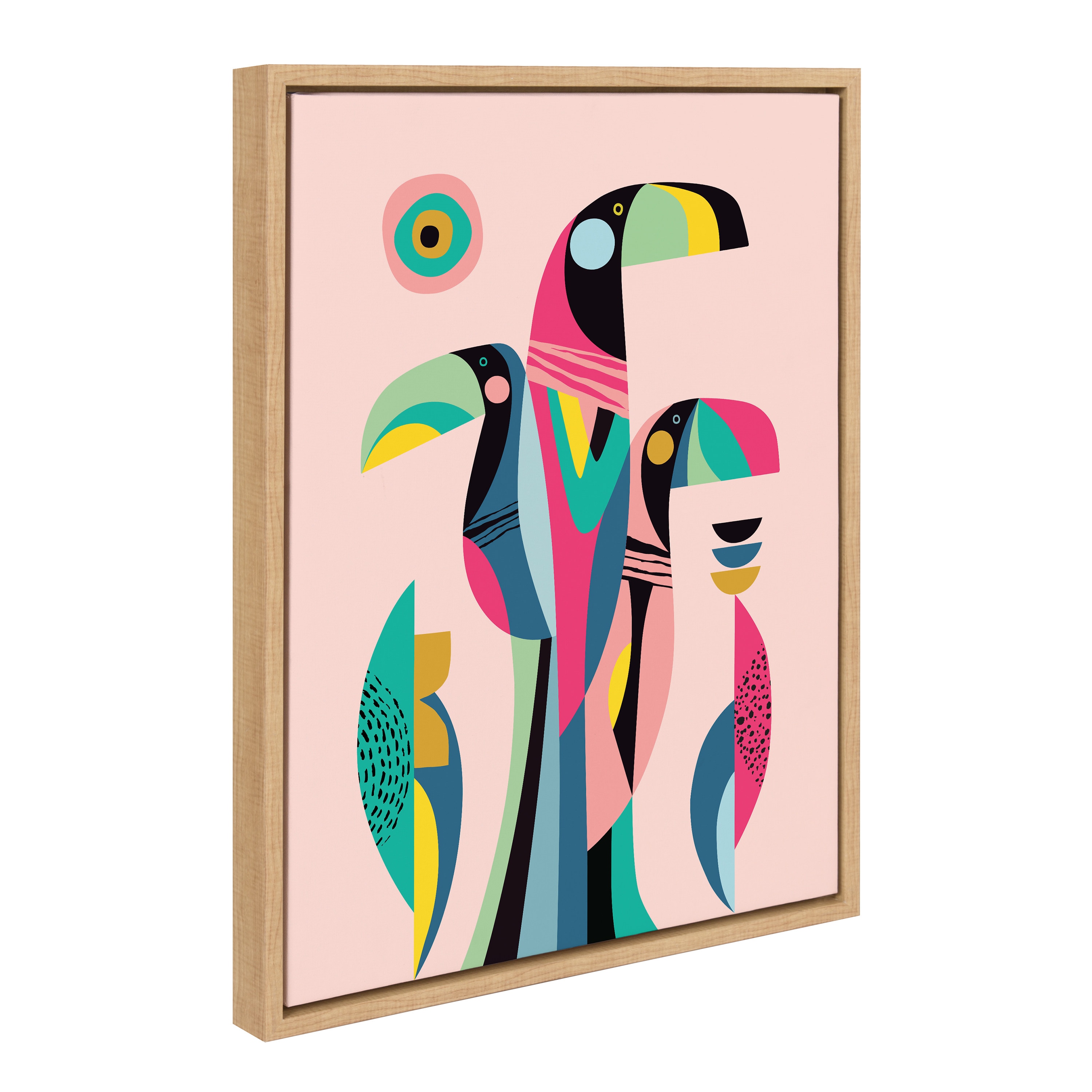 Kate and Laurel Mid Century Modern Tropical Toucan Rachel Lee Brown Framed  24-in H x 18-in W Animals Print on Canvas in the Wall Art department at