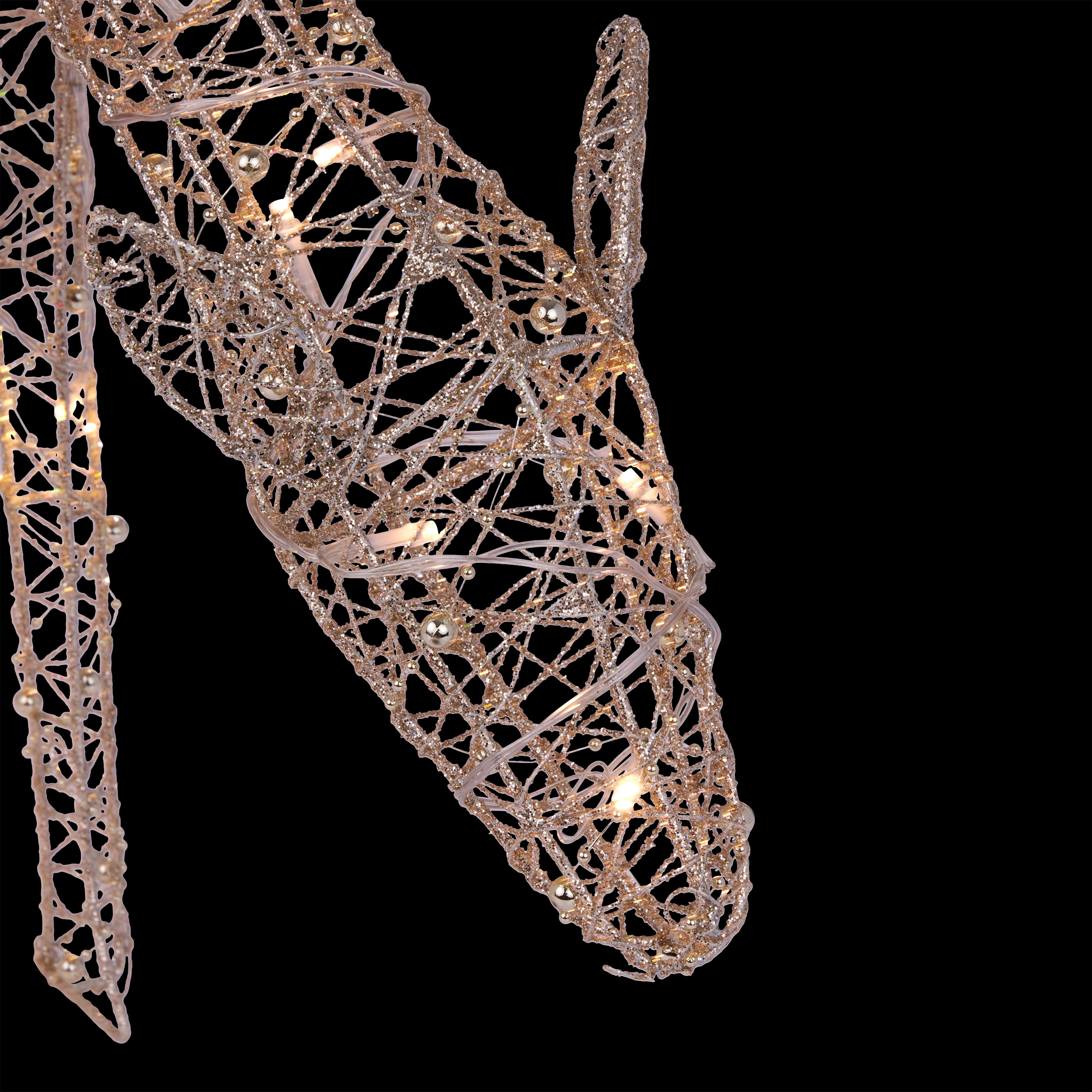 Gold Mesh Reindeer with LED Lights and Festive Bow
