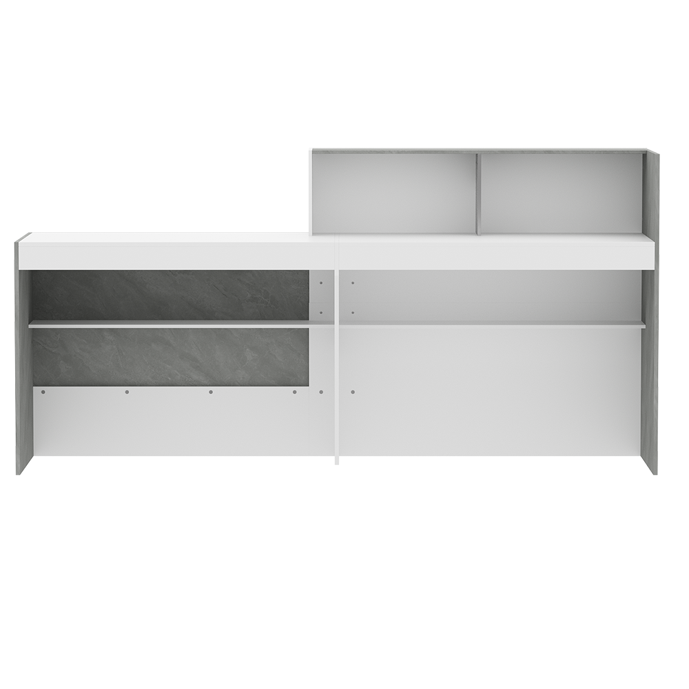 Homsee V-KF020491-01 Modern Minimalist Reception Desk with Spacious Countertop and Open Shelves