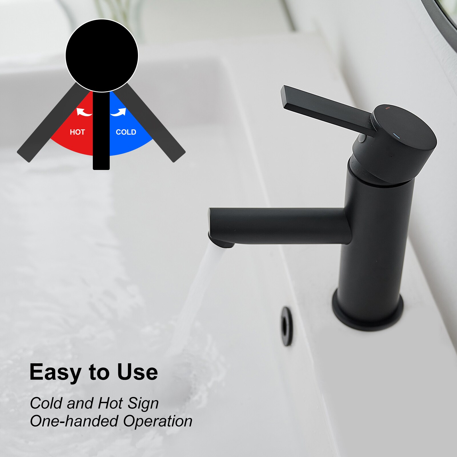 Matte Black Stainless Steel Single-Handle Bathroom Faucet