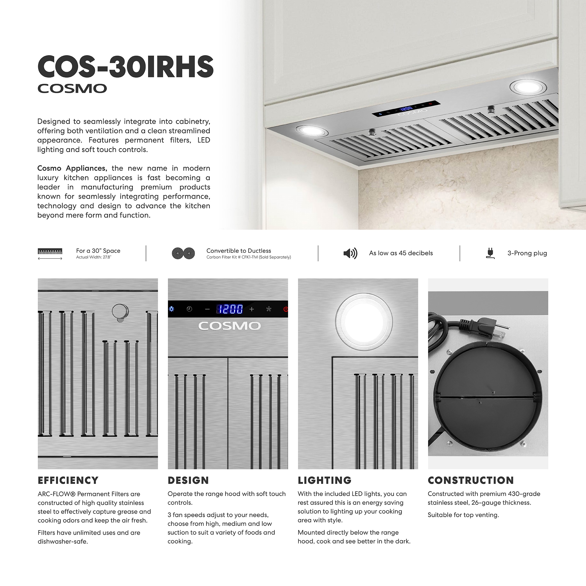 Cosmo COS-30IRHS Undercabinet-Range-Hoods - View #4