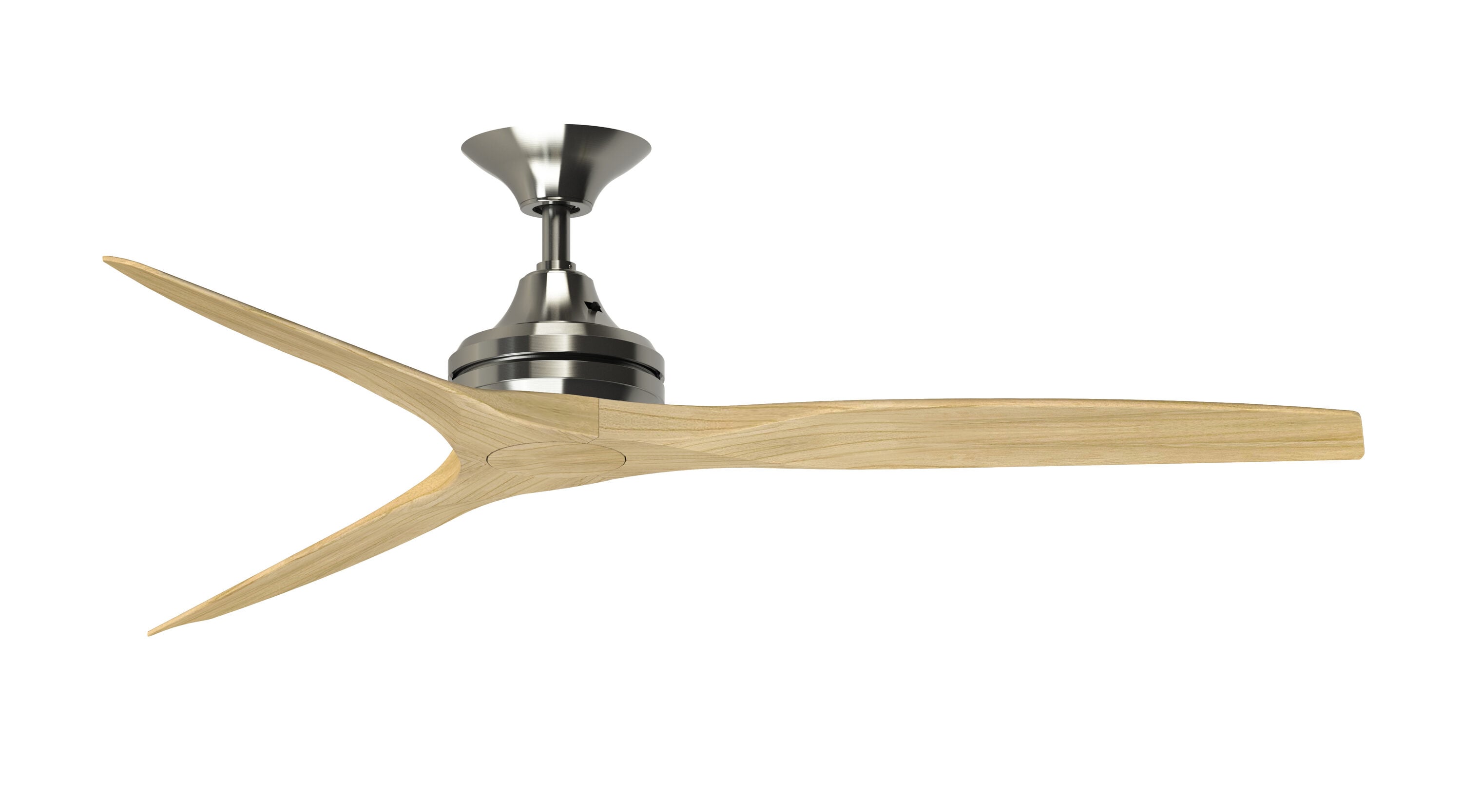 Fanimation FP6721BBN-60N Spitfire 60-in Outdoor Brushed Nickel with Natural Blades Propeller Ceiling Fan Light Kit Compatible - Remote Included ( 3 -Blade )