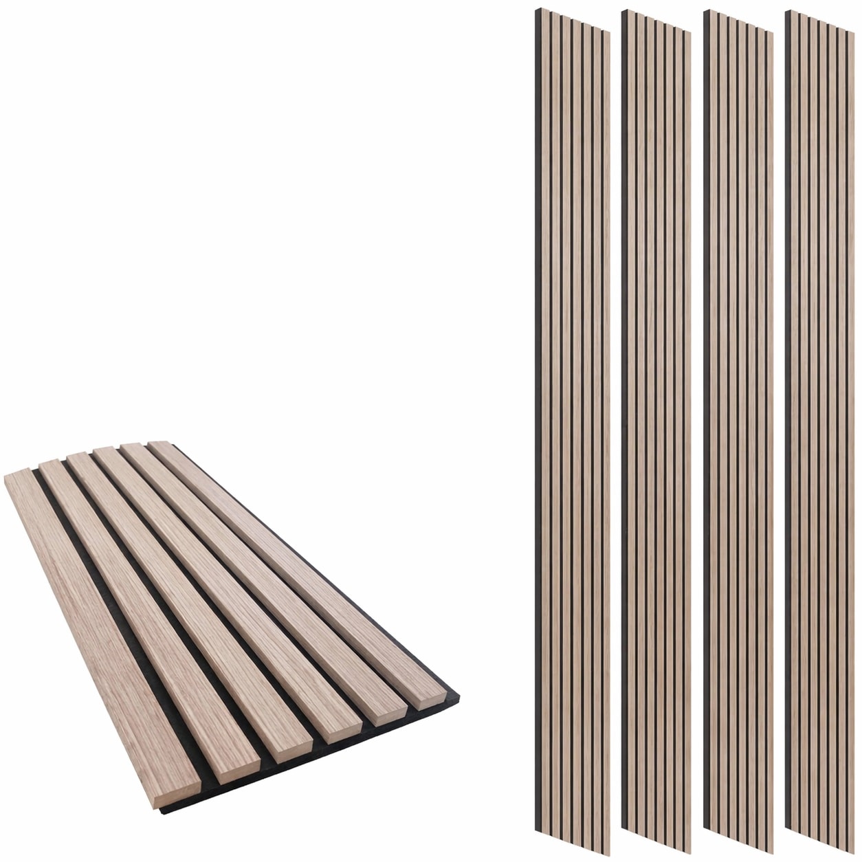 Aoibox  109 x 12 in Decorative Wood Slat Acoustic Panels for Wall and Ceiling 4 Pack with Felt Backing in Rustic