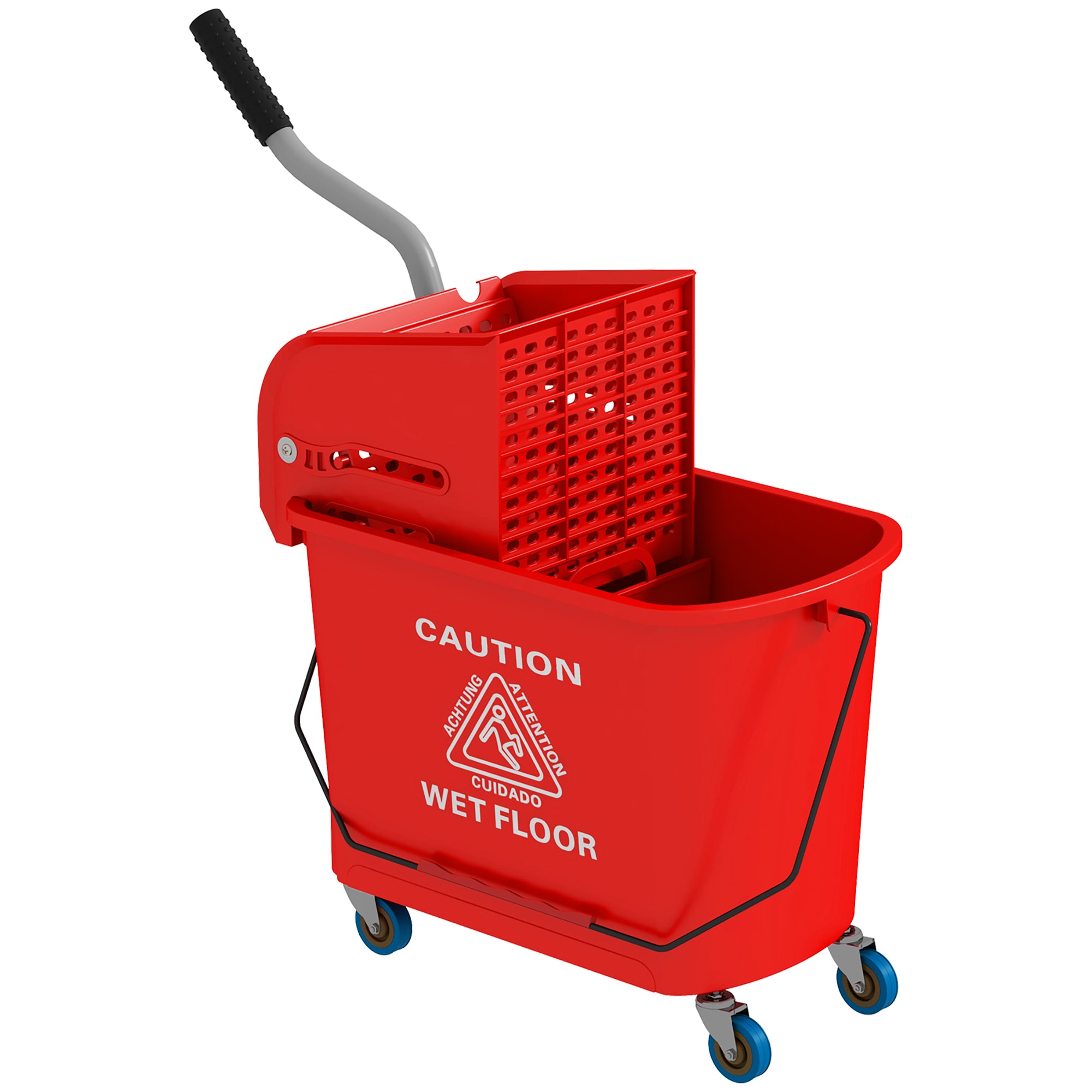 Tatayosi W2225P217084 Mop Bucket with Wringer on Wheels for Floor Cleaning 21 Quart Separate Dirty and Clean Water Red