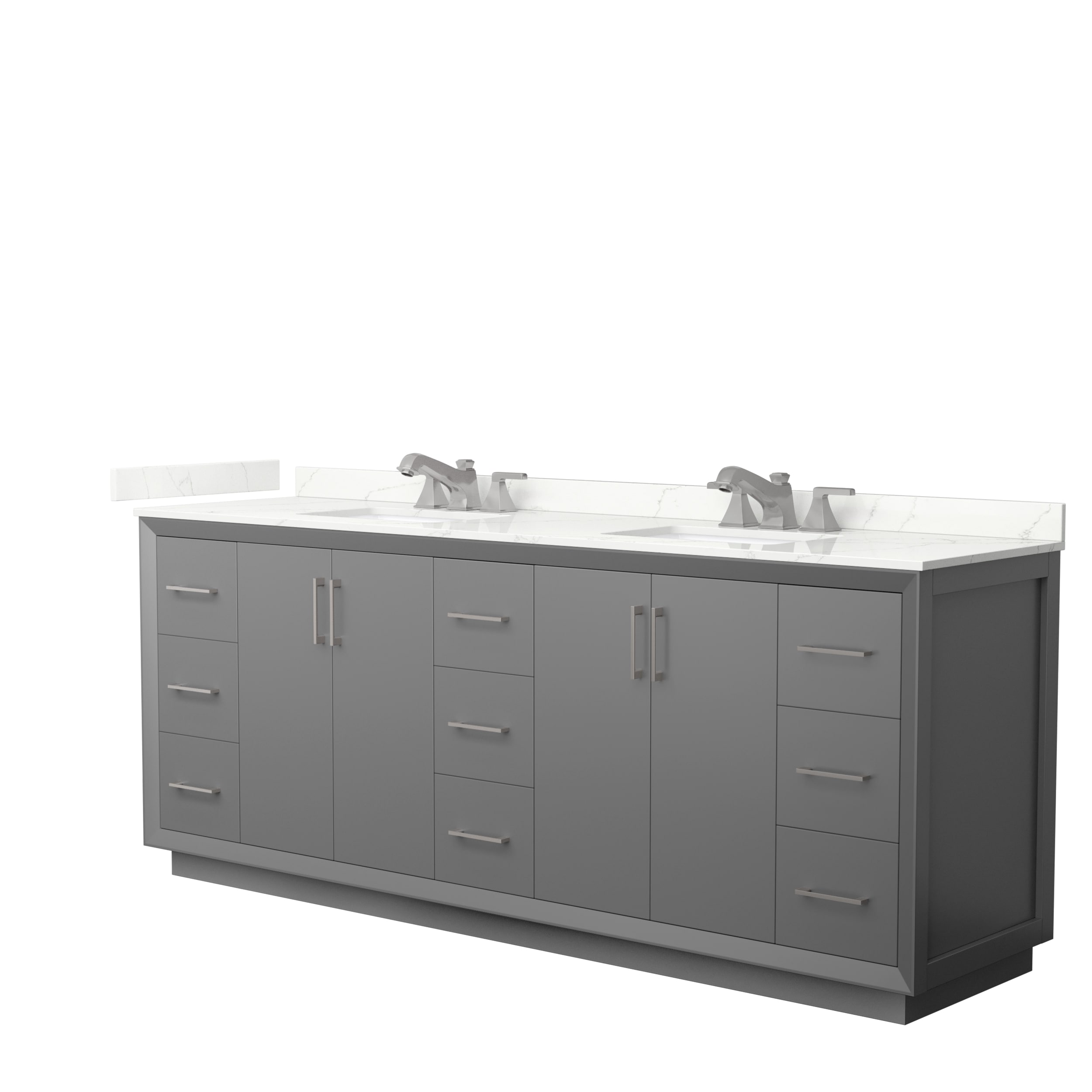 Wyndham Collection WCF414184DKGGTUS3MXX Strada 84-in Dark Gray Undermount Double Sink Bathroom Vanity with Giotto Quartz Top