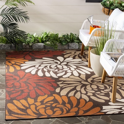 Safavieh Veranda 4-ft x 5-ft-7-in (Chocolate/Terracotta) 4 x 6 Chocolate/Terracotta Indoor/Outdoor Floral/Botanical Farmhouse/Cottage Area Rug Safavieh Veranda 4-ft x 5-ft-7-in (Chocolate/Terracotta) 4 x 6 Chocolate/Terracotta Indoor/Outdoor Floral/Botanical Farmhouse/Cottage Area Rug