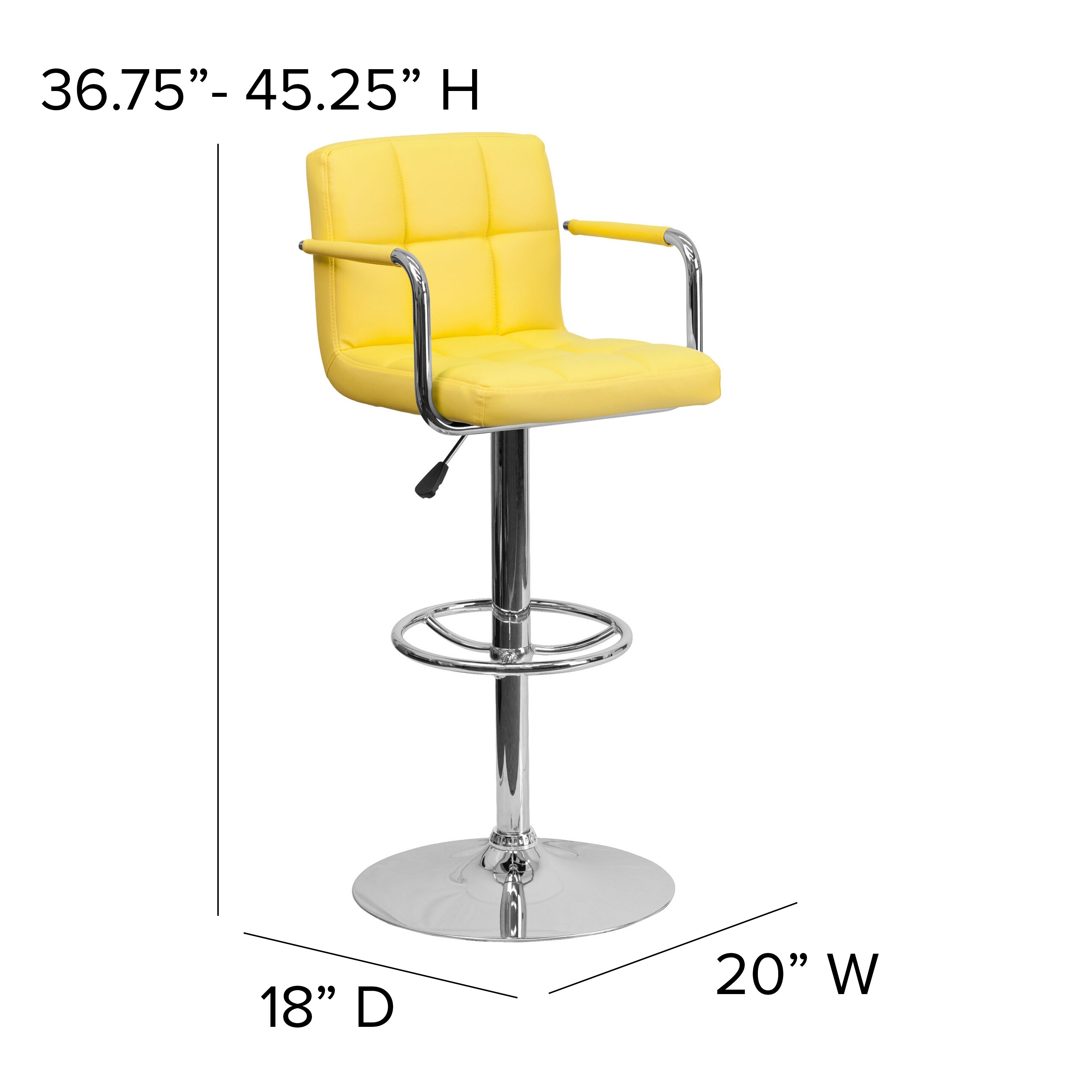 Flash Furniture Yellow 33.25-in H Adjustable height Upholstered Swivel ...