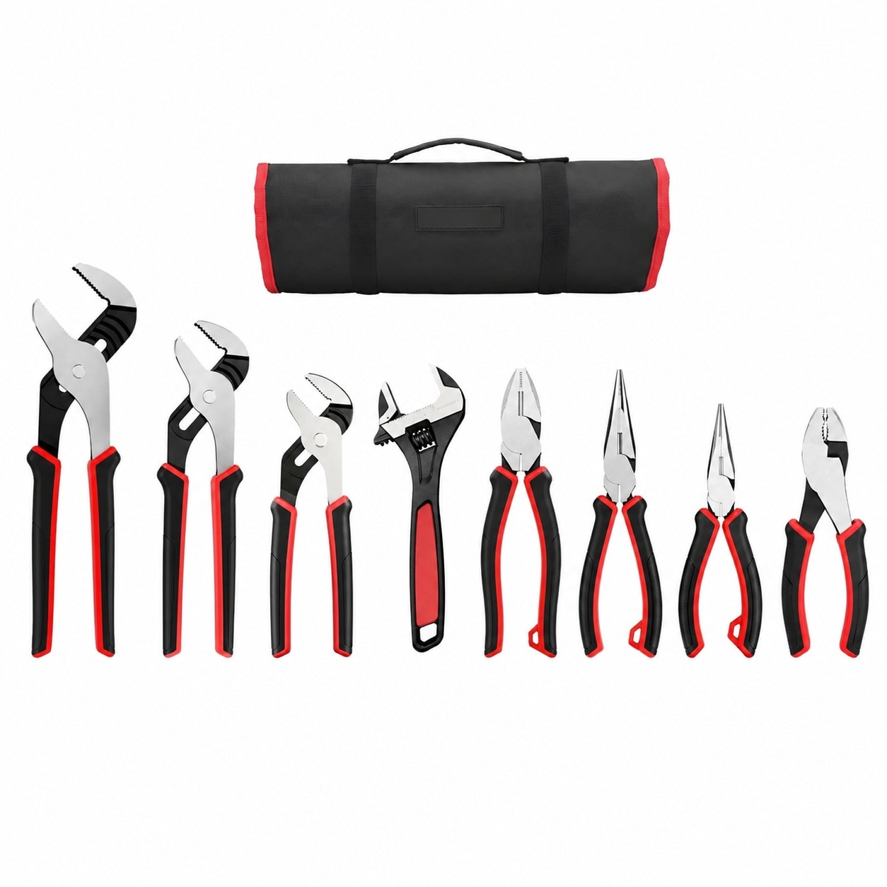 SenQWFa  8 Piece Pliers and Wrench Set with 12 in 10 in 8 in Groove Joint Pliers 8 in and 6 in Long Needle Nose 8 in Linesman 6 in Slip Joint and