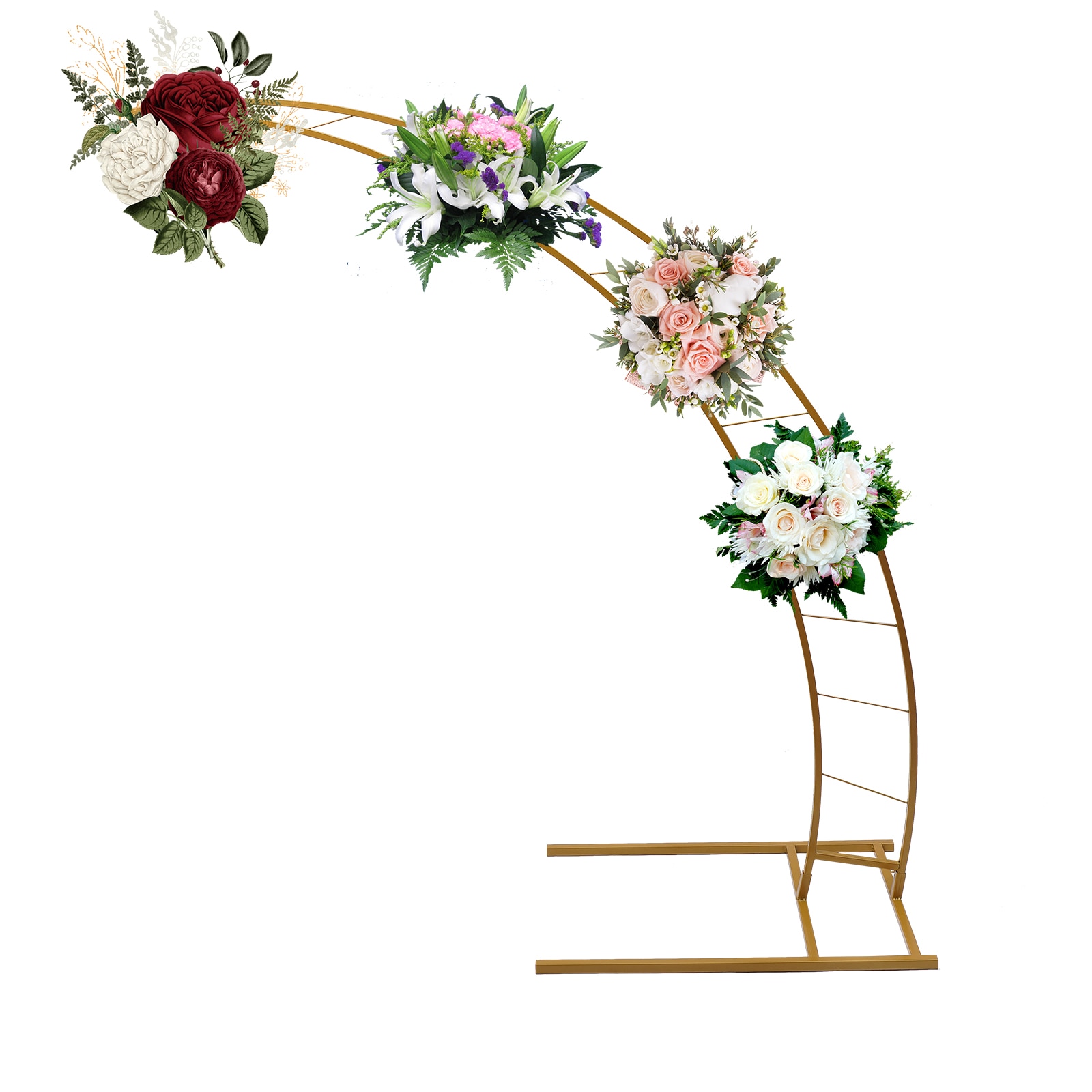 CNCEST YLJHJ7I6WDZJ8 2.62-ft W x 6.5-ft H Arched Gold Moon Arch for Wedding Party Steel Garden Arbor