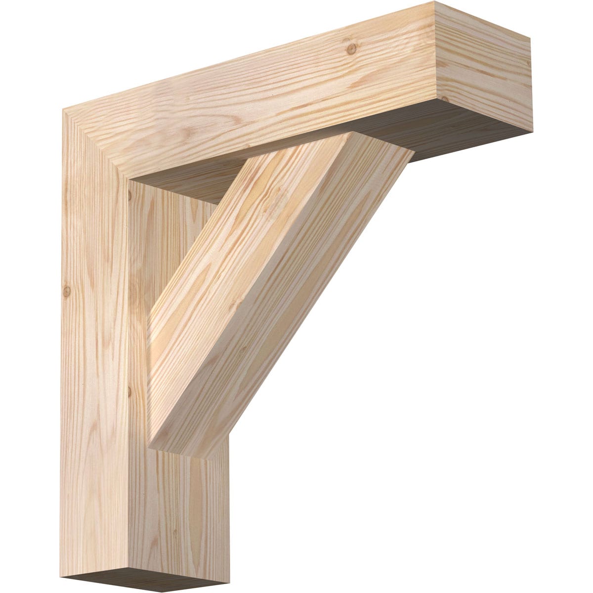 Ekena Millwork 1465034 Traditional Block Smooth Bracket with Offset Brace Douglas Fir Wood Standard Bracket