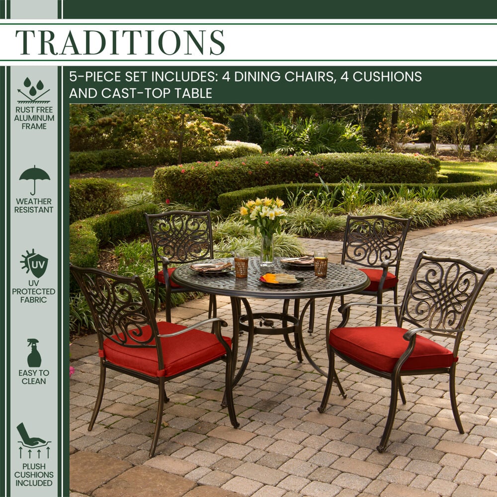 Hanover TRADDN5PC-RED Patio-Dining-Sets - View #3