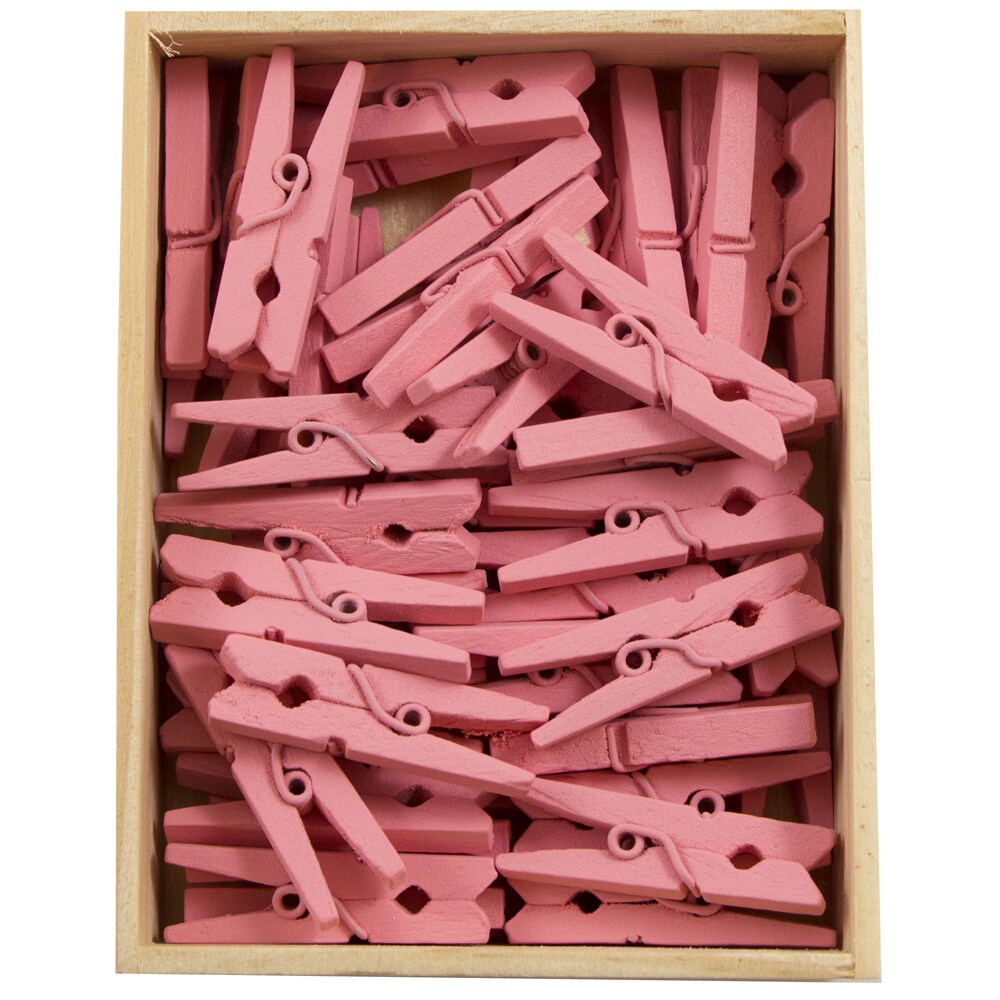 On The Surface Small Wooden Clothespins, 24-Pack of Mini