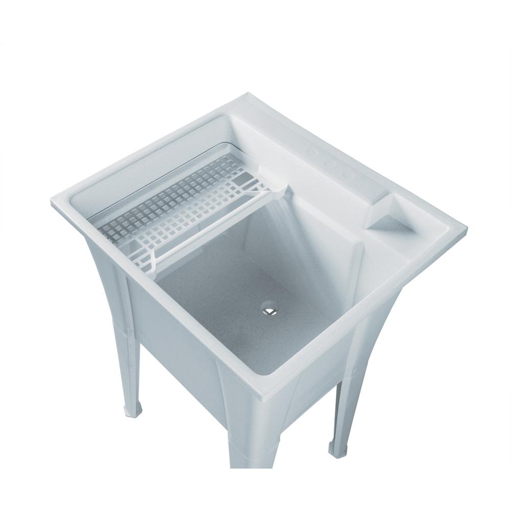 Rugged Tub 18 in. x 24 in. Polypropylene Granite Laundry Sink, White with Grey Specs N52G-1