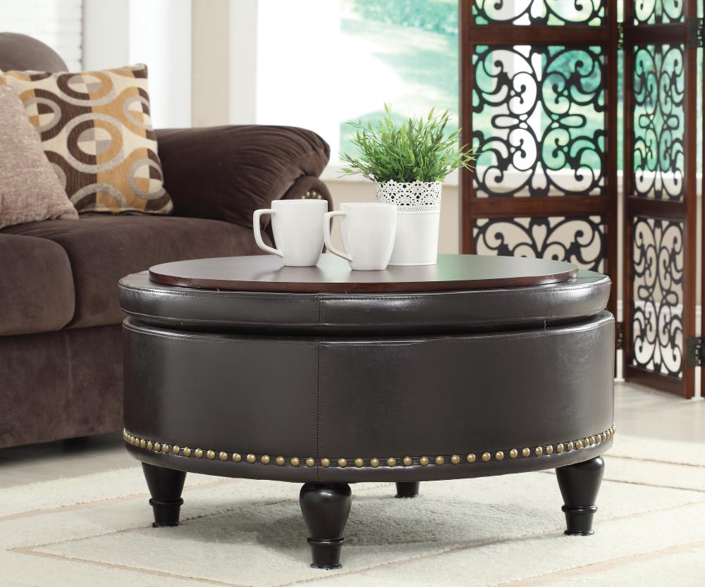 Osp Home Furnishings Midcentury, Round Coffee Table Ottoman With Storage
