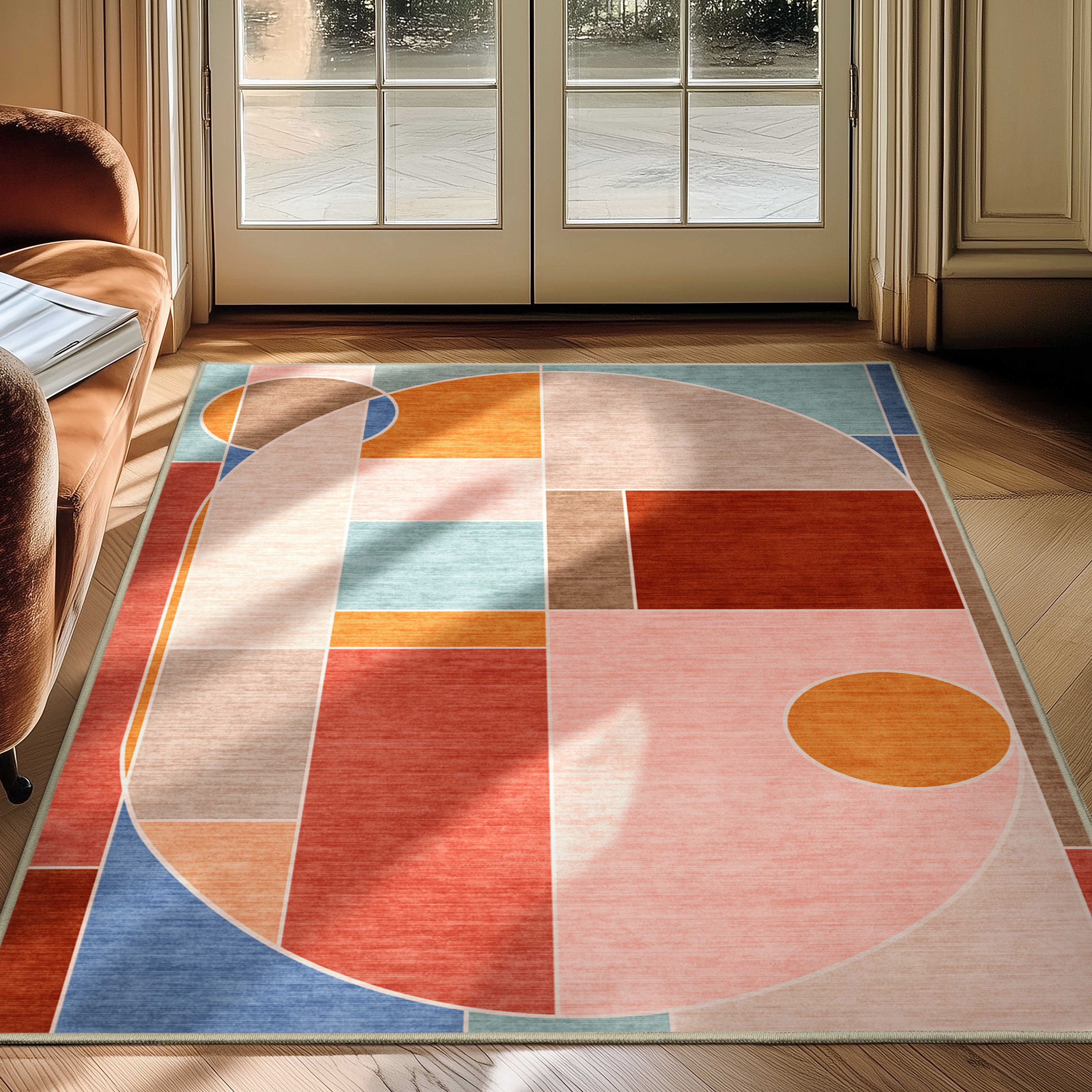 Well Woven W-APG-04A-4 Apollo 3 x 5 (ft) Polyester Multi Rectangular Indoor Geometric Mid-Century Modern Area rug