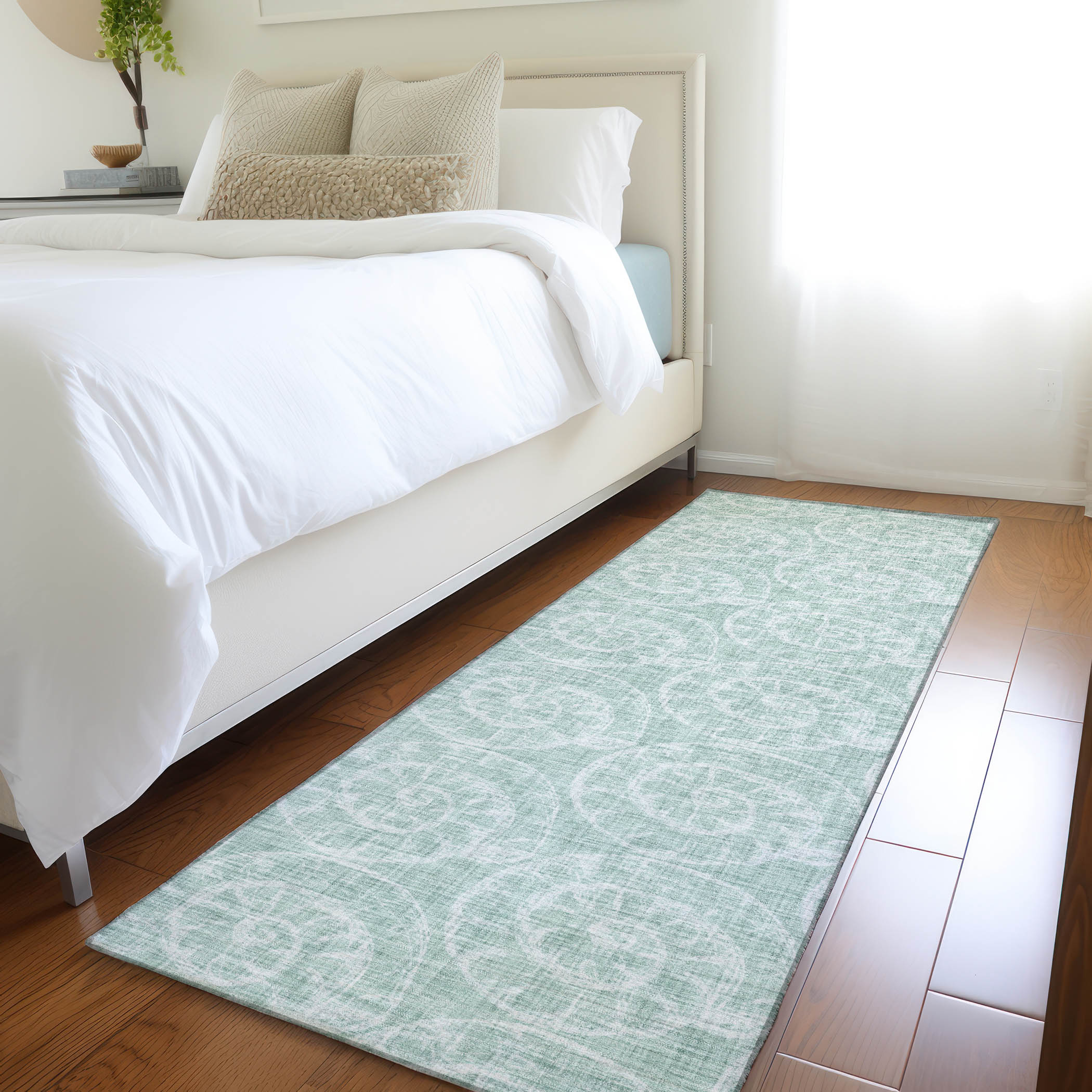 Addison Rugs AMF190GN2X8 Mayfield AMF190GN 2 x 7 (ft) Loomed Polyester Green Rectangular Indoor Geometric Machine washable Area rug