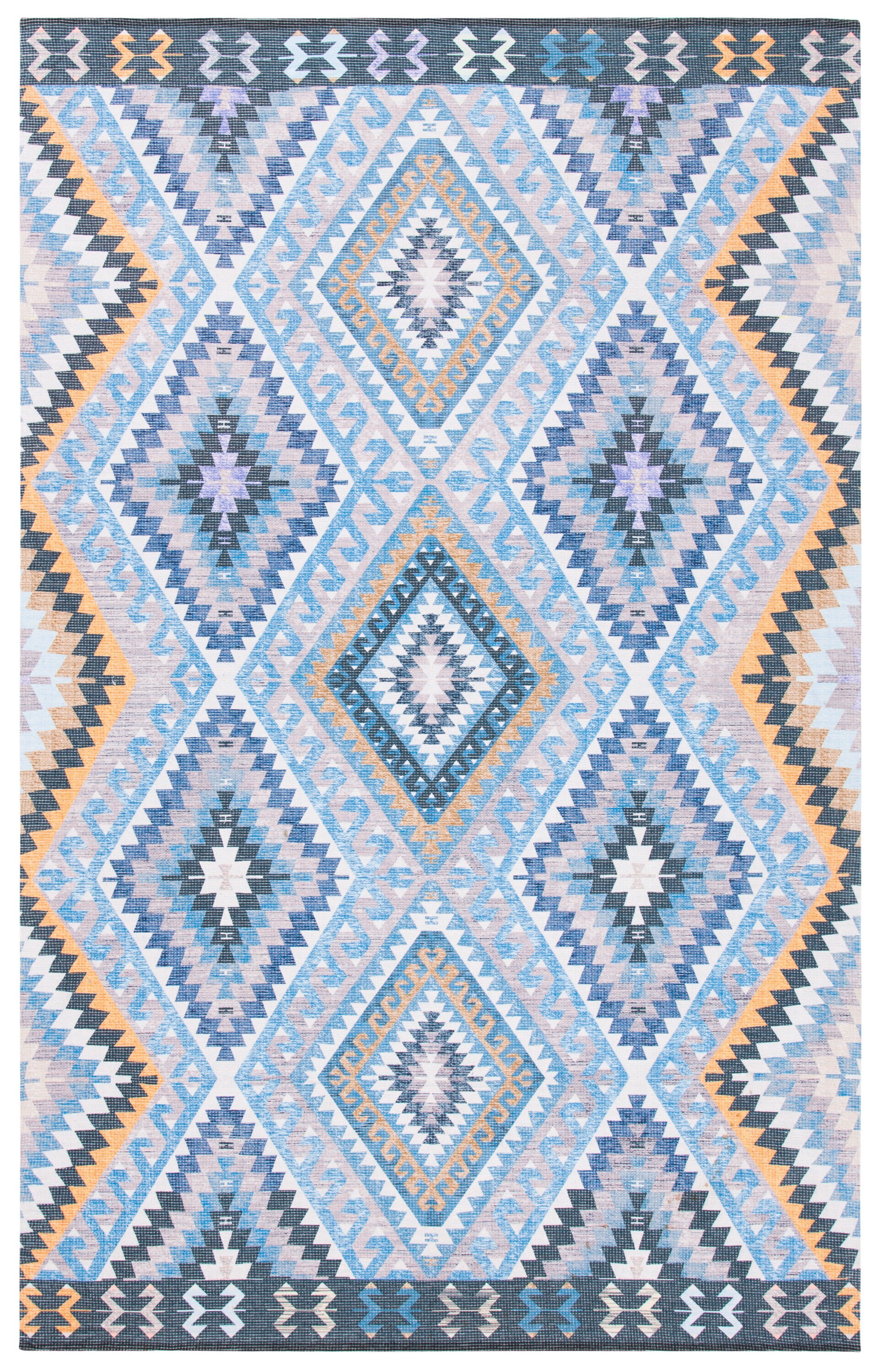 Safavieh MRB644M-5 Marbella Heiderose 5 x 8 (ft) Cotton Blue/Gold Rectangular Indoor Tribal Bohemian/Eclectic Area rug