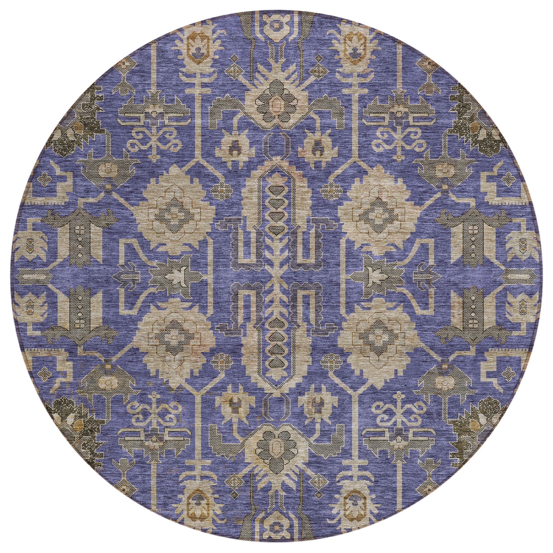 Addison Rugs ACN697PP8RO Chantille ACN697PP 8 x 8 (ft) Polyester Purple Round Indoor/Outdoor Geometric Machine washable Area rug