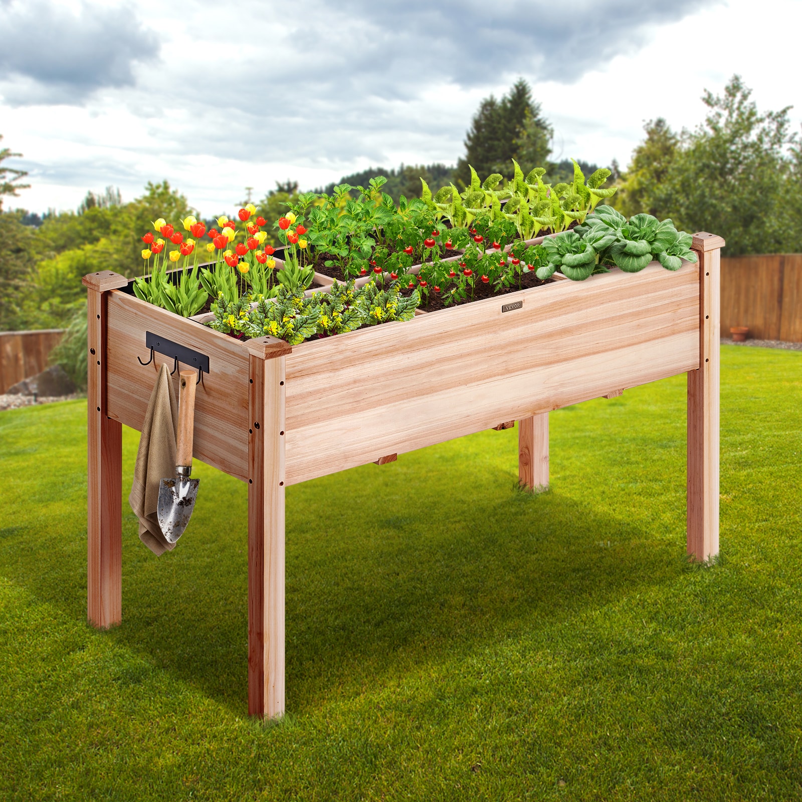 Vevor Raised Garden Bed, 3.9 X 1.9 X 2.5 Ft Wooden Planter Box, Elevated  Outdoor Planting Boxes With Legs, For Growing Flowers/Vegetables/Herbs In  Backyard/Garden/Patio/Balcony, Burlywood In The Raised Garden Beds  Department At