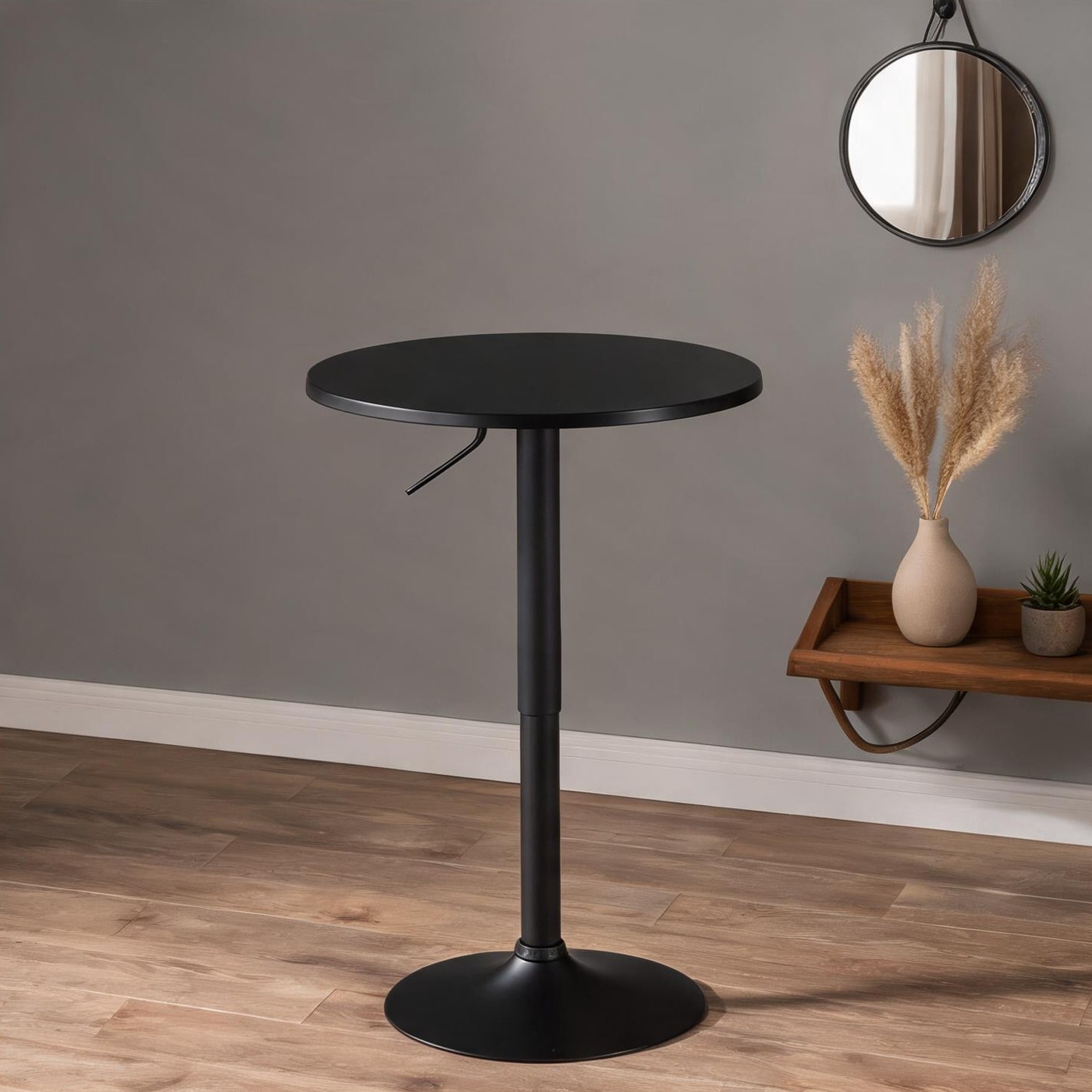 Naturefalls - Matte Black MDF and Metal Adjustable Bar Table for Modern Home Entertaining
