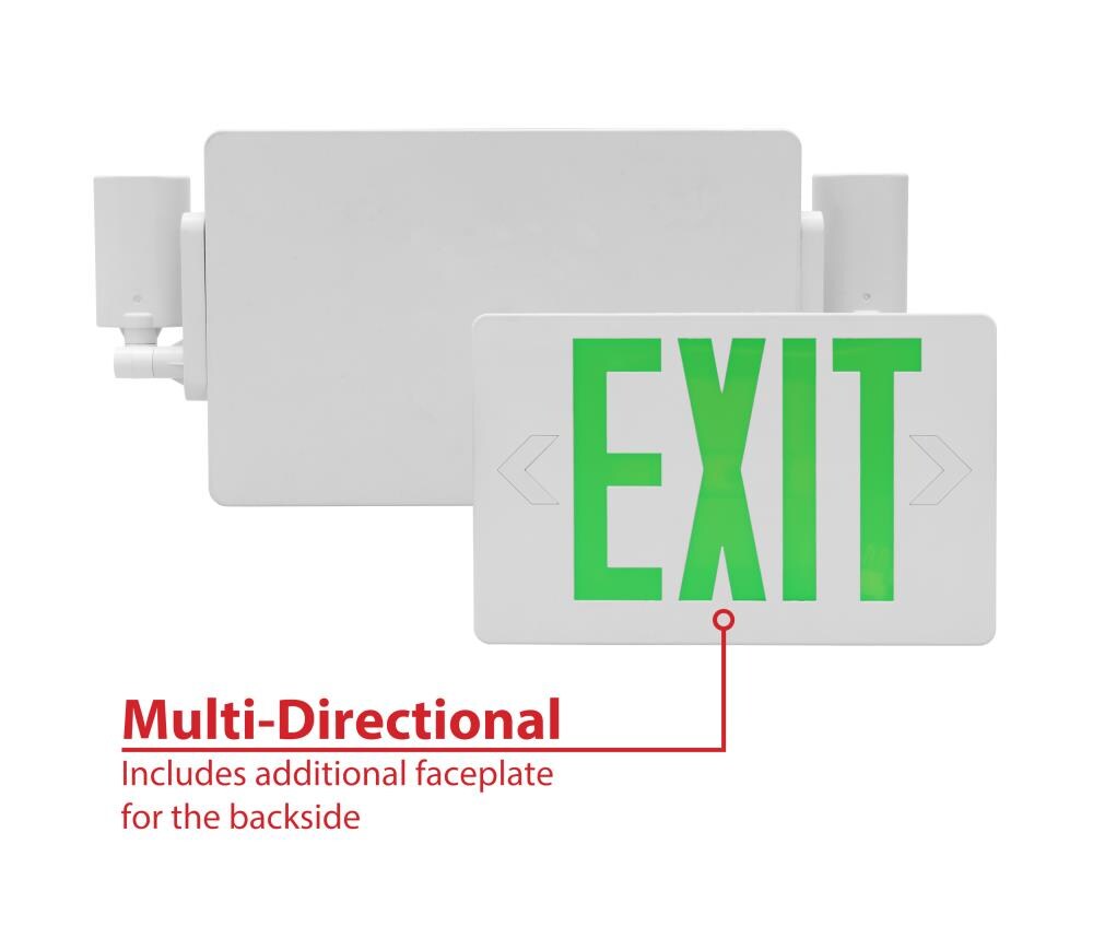 Slim Green LED Emergency Exit Sign with Battery Backup