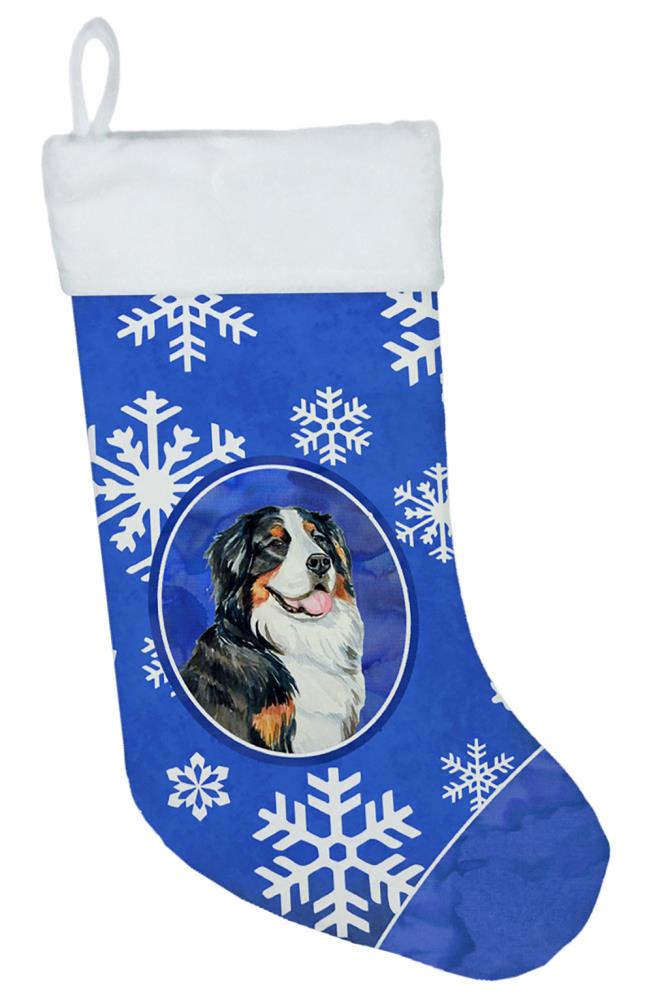 Caroline's Treasures LH9289-CS Bernese Mountain Dog Winter Snowflakes Snowflakes Holiday Christmas Stocking